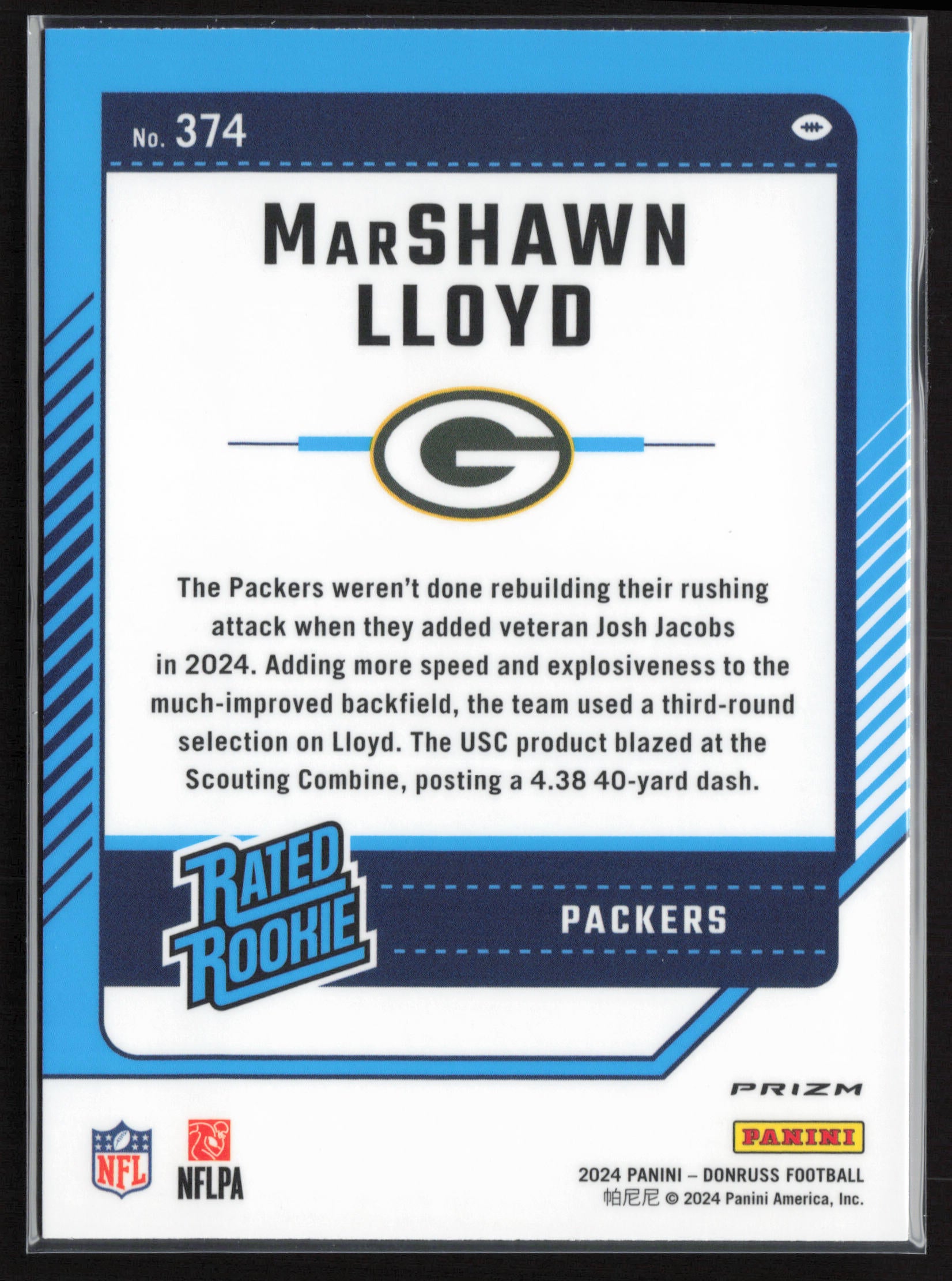 2024 Donruss #374 MarShawn Lloyd Optic Rated Rookies Preview Red Wave
