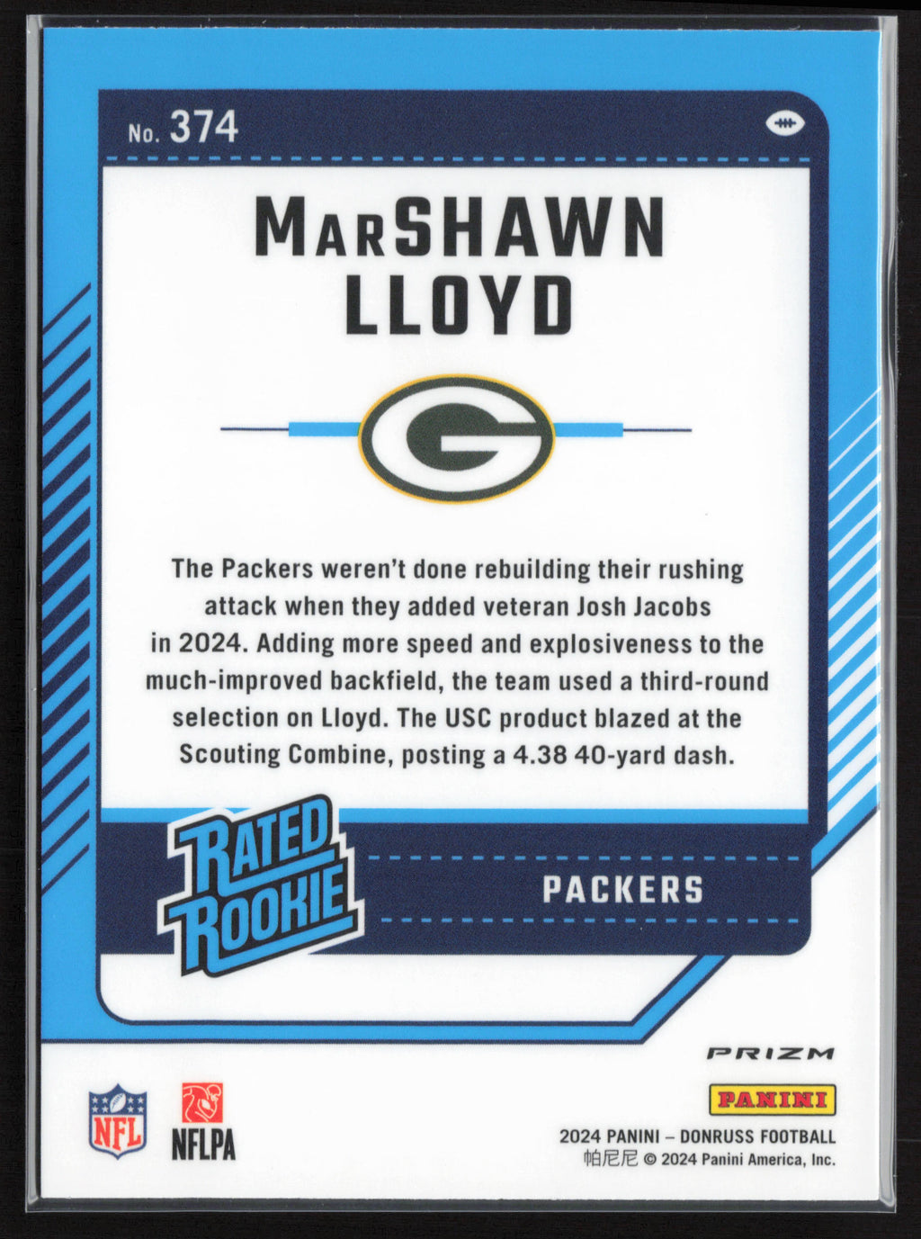 2024 Donruss #374 MarShawn Lloyd Optic Rated Rookies Preview Red Wave