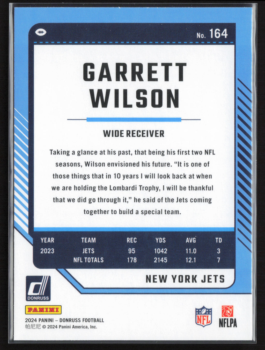 2024 Donruss #164 Garrett Wilson Press Proof Purple