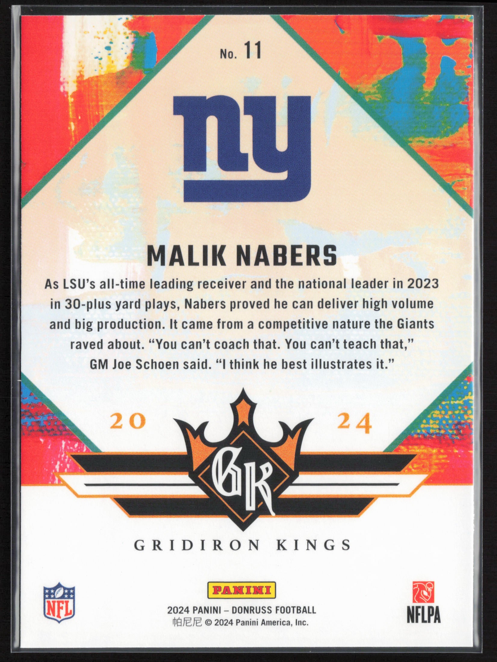 2024 Donruss #11 Malik Nabers Rookie Gridiron Kings