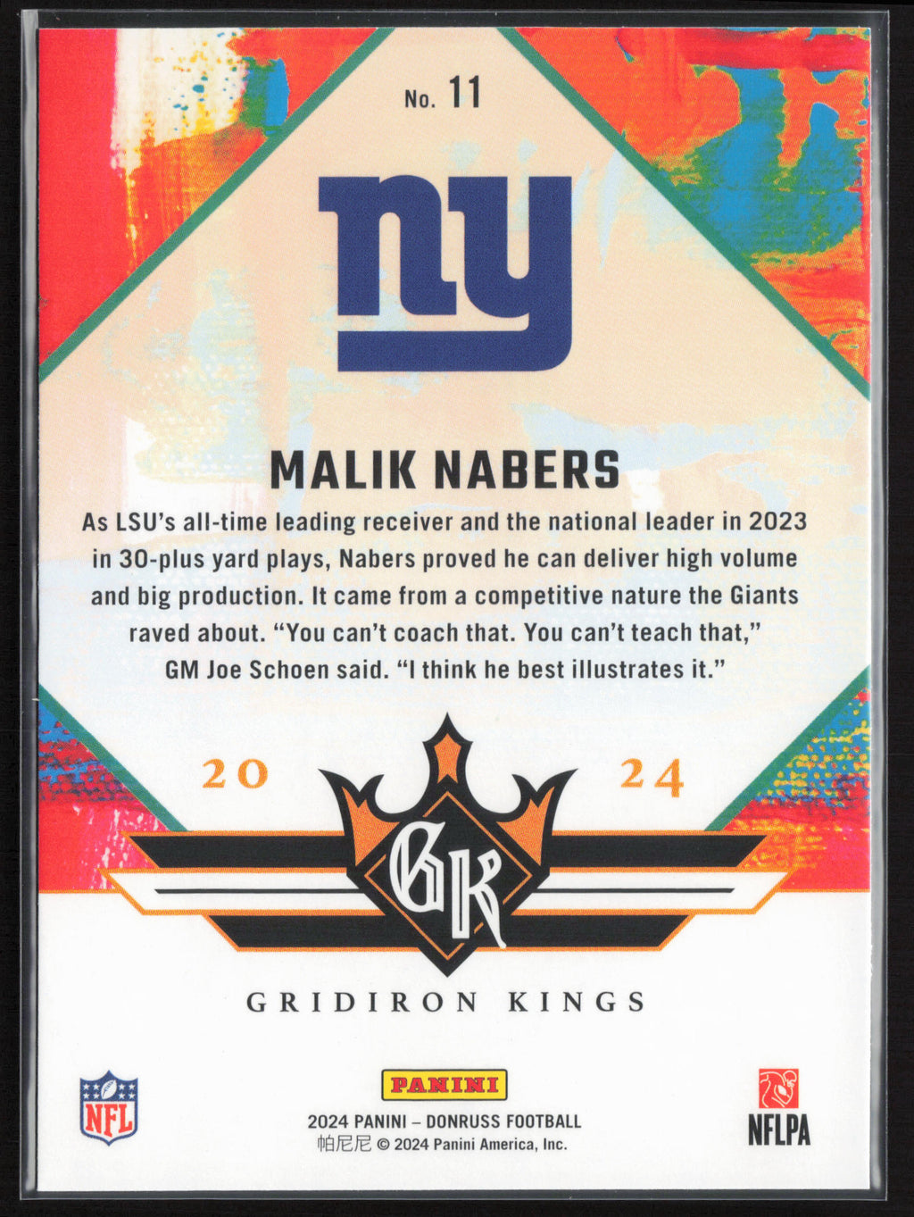 2024 Donruss #11 Malik Nabers Rookie Gridiron Kings