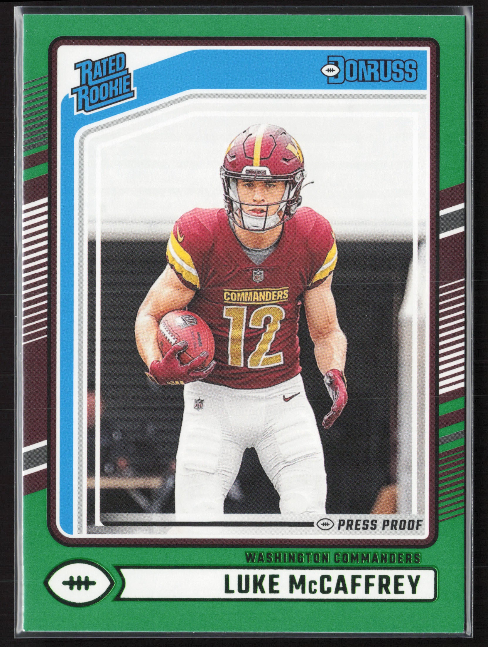 2024 Donruss #302 Luke McCaffrey Press Proof Green