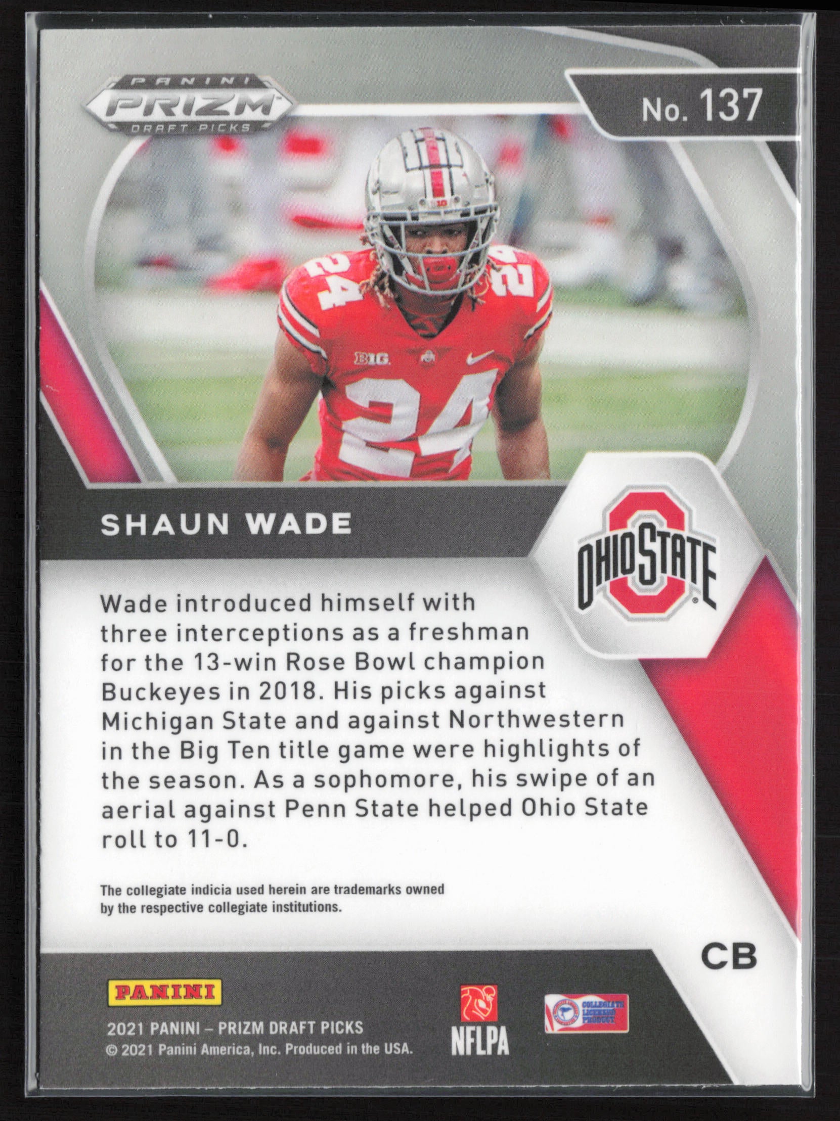 2021 Panini Prizm Draft Picks Collegiate #137 Shaun Wade