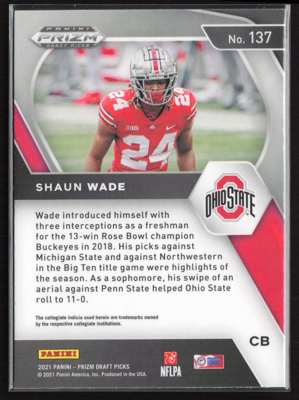 2021 Panini Prizm Draft Picks Collegiate #137 Shaun Wade