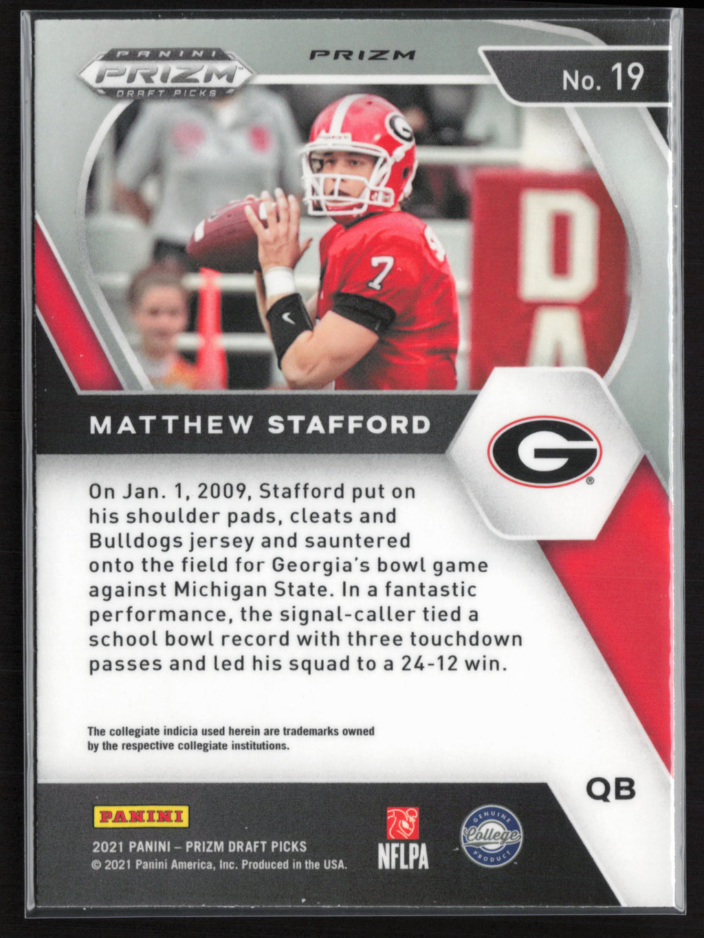2021 Panini Prizm Draft Picks Collegiate #19 Matthew Stafford Green