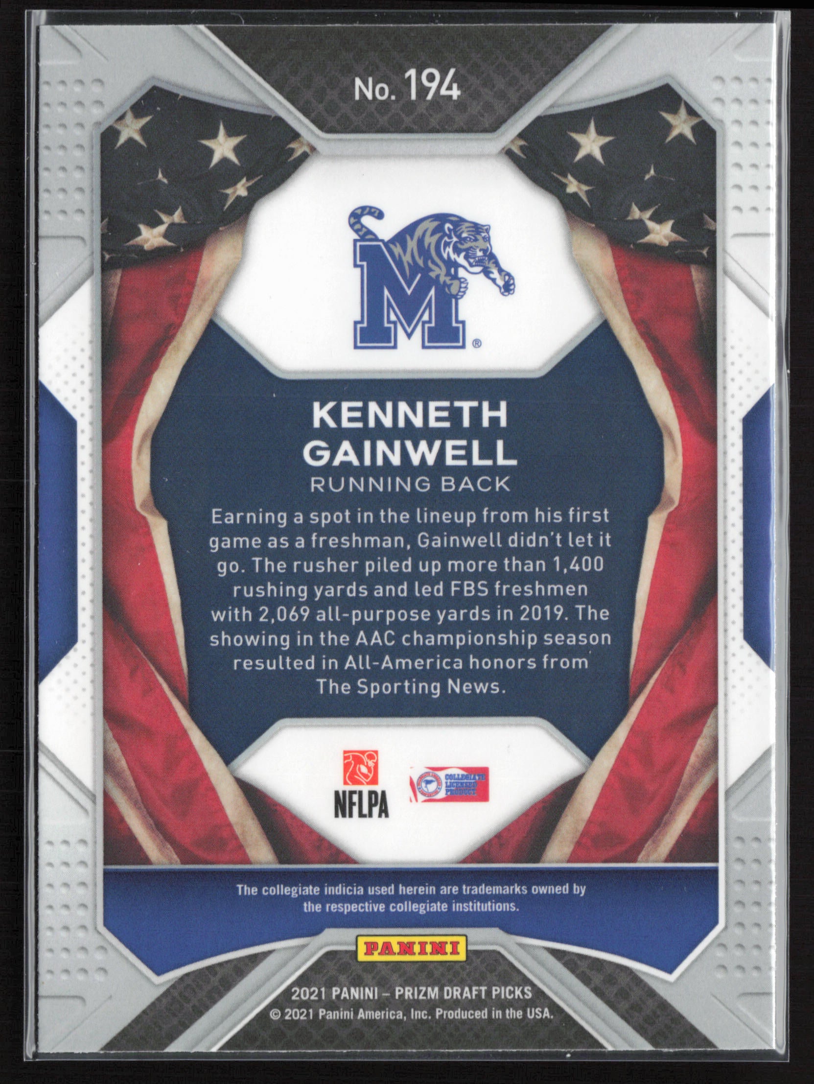 2021 Panini Prizm Draft Picks Collegiate #194 Kenneth Gainwell