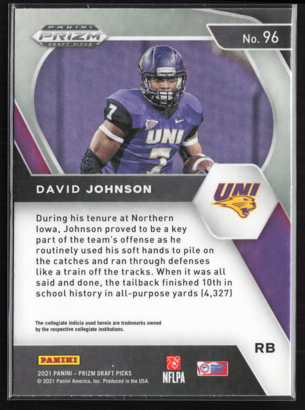 2021 Panini Prizm Draft Picks Collegiate #96 David Johnson