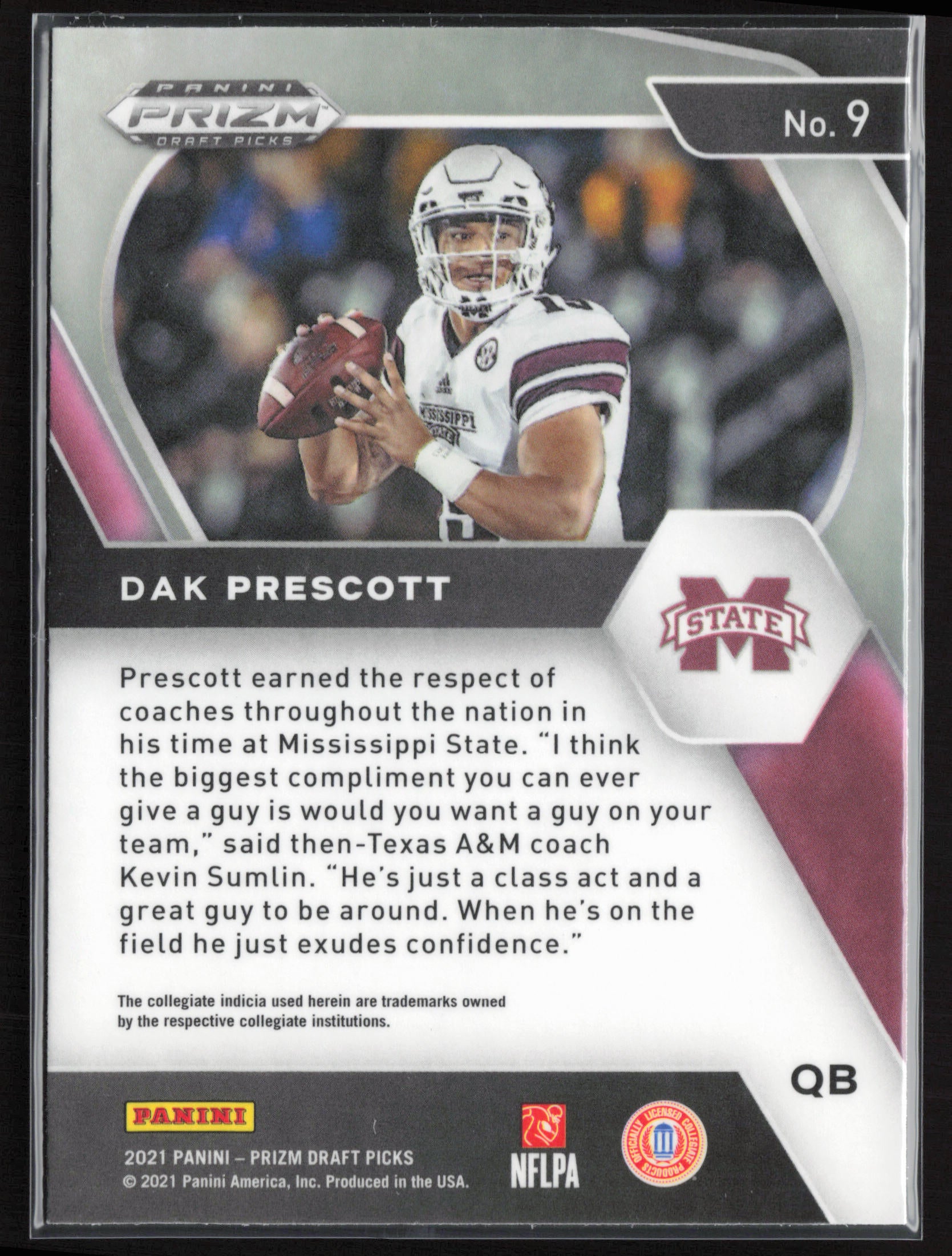 2021 Panini Prizm Draft Picks Collegiate #9 Dak Prescott
