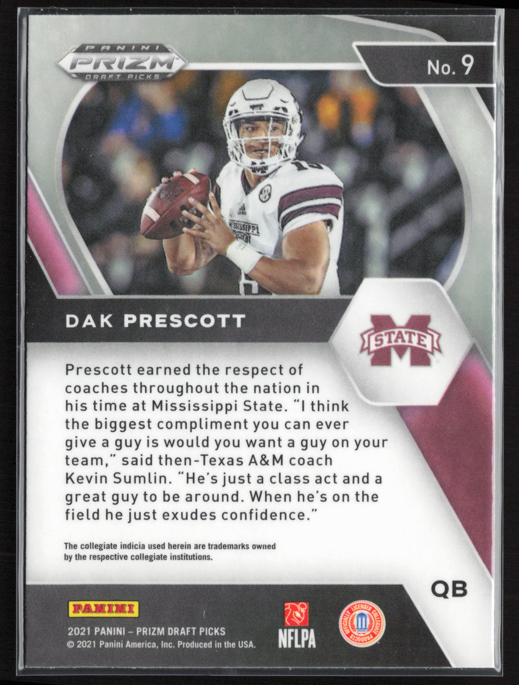 2021 Panini Prizm Draft Picks Collegiate #9 Dak Prescott