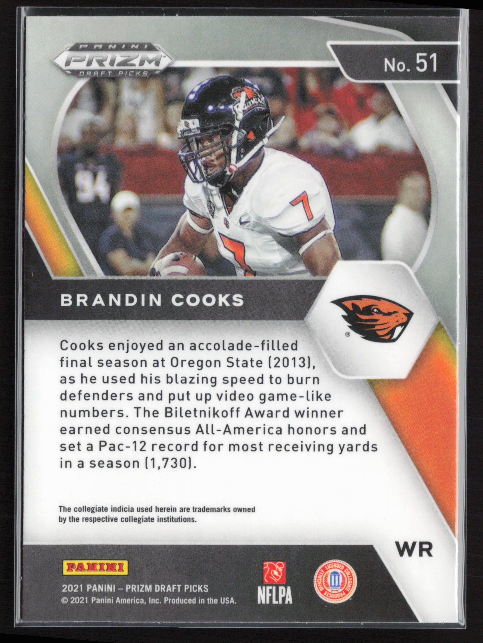 2021 Panini Prizm Draft Picks Collegiate #51 Brandin Cooks