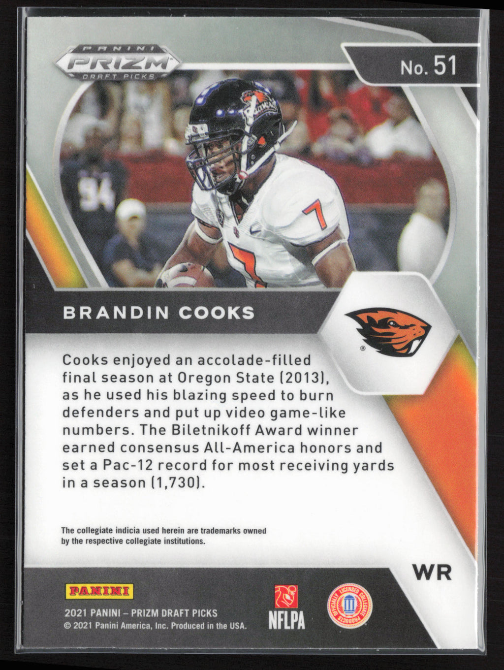 2021 Panini Prizm Draft Picks Collegiate #51 Brandin Cooks