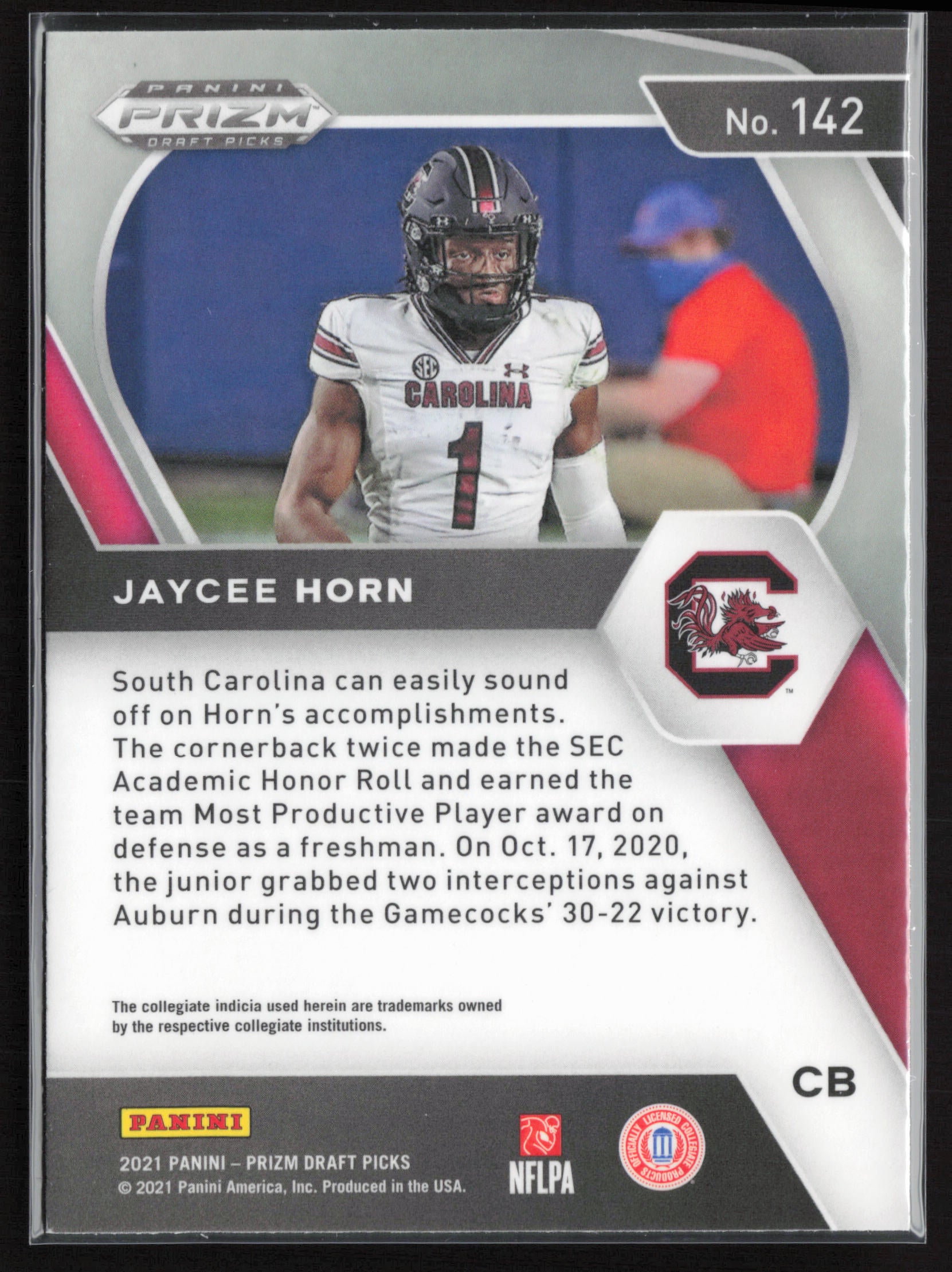 2021 Panini Prizm Draft Picks Collegiate #142 Jaycee Horn