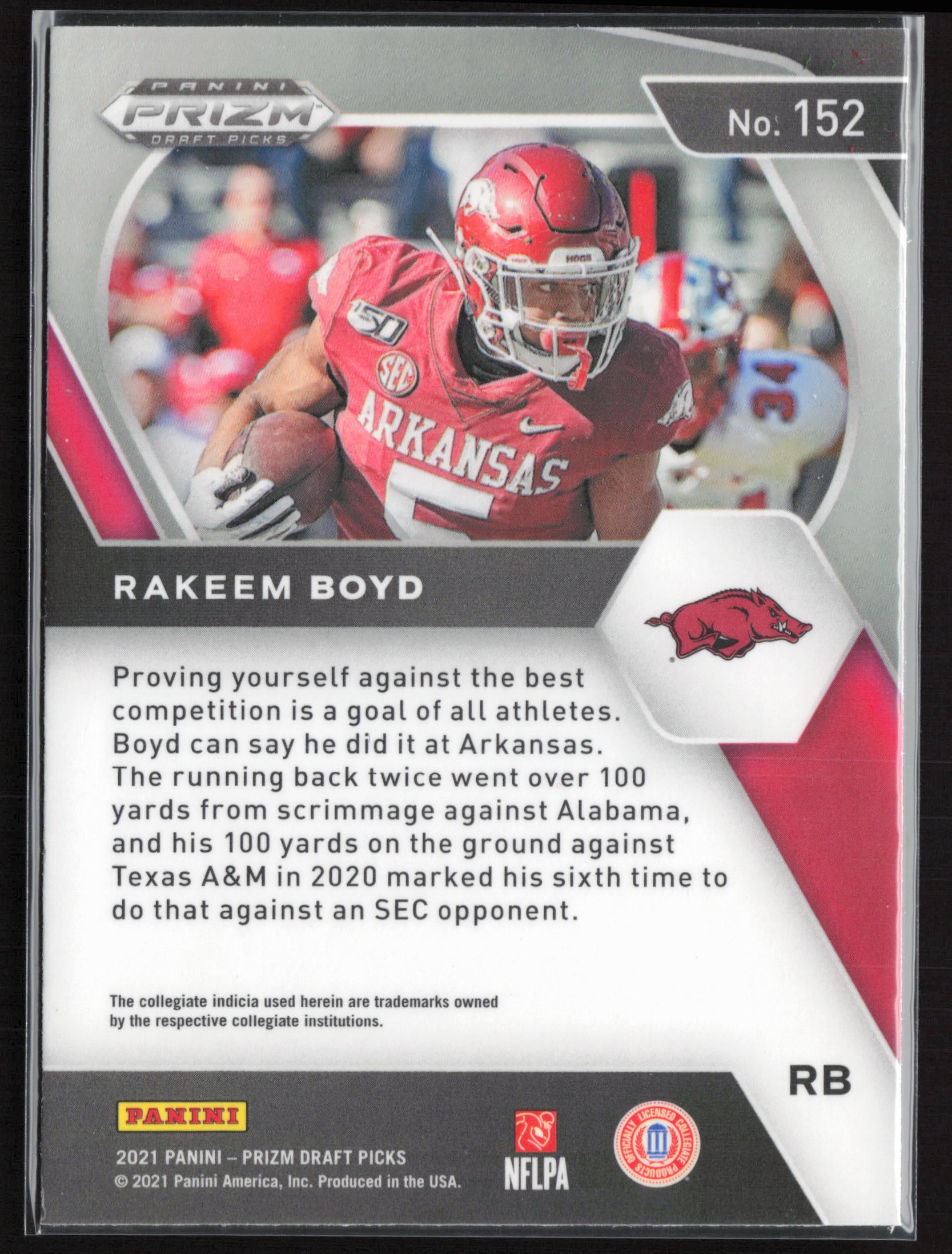 2021 Panini Prizm Draft Picks Collegiate #152 Rakeem Boyd