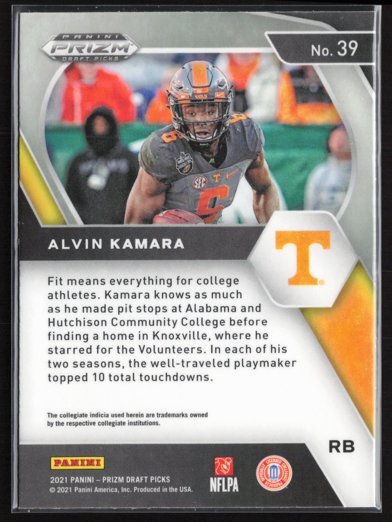2021 Panini Prizm Draft Picks Collegiate #39 Alvin Kamara