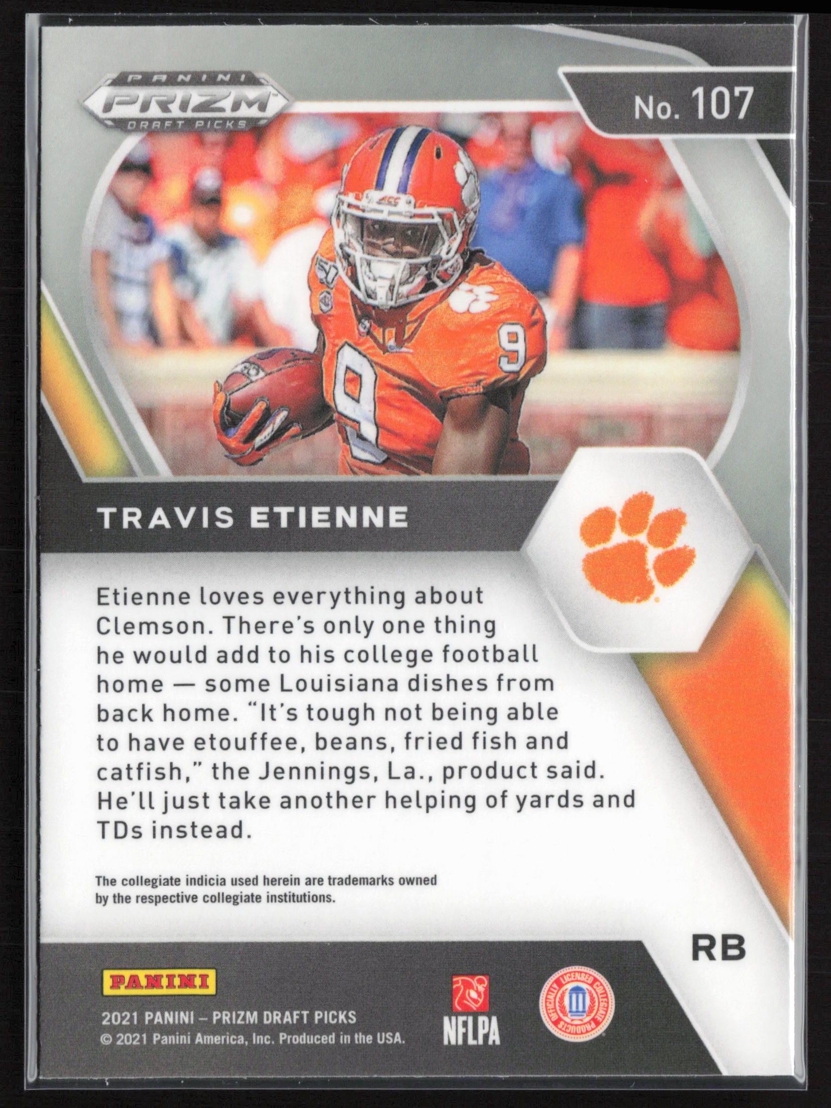 2021 Panini Prizm Draft Picks Collegiate #107 Travis Etienne Jr.