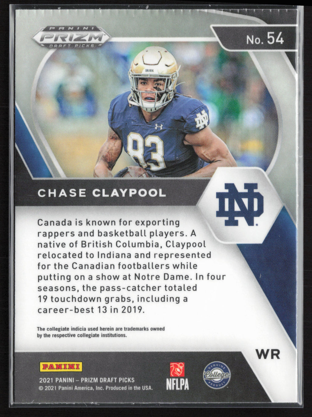 2021 Panini Prizm Draft Picks Collegiate #54 Chase Claypool