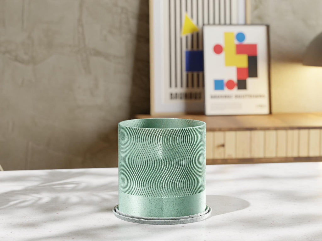 Wave Pattern Planter with Base: Modern Indoor Plant Pot