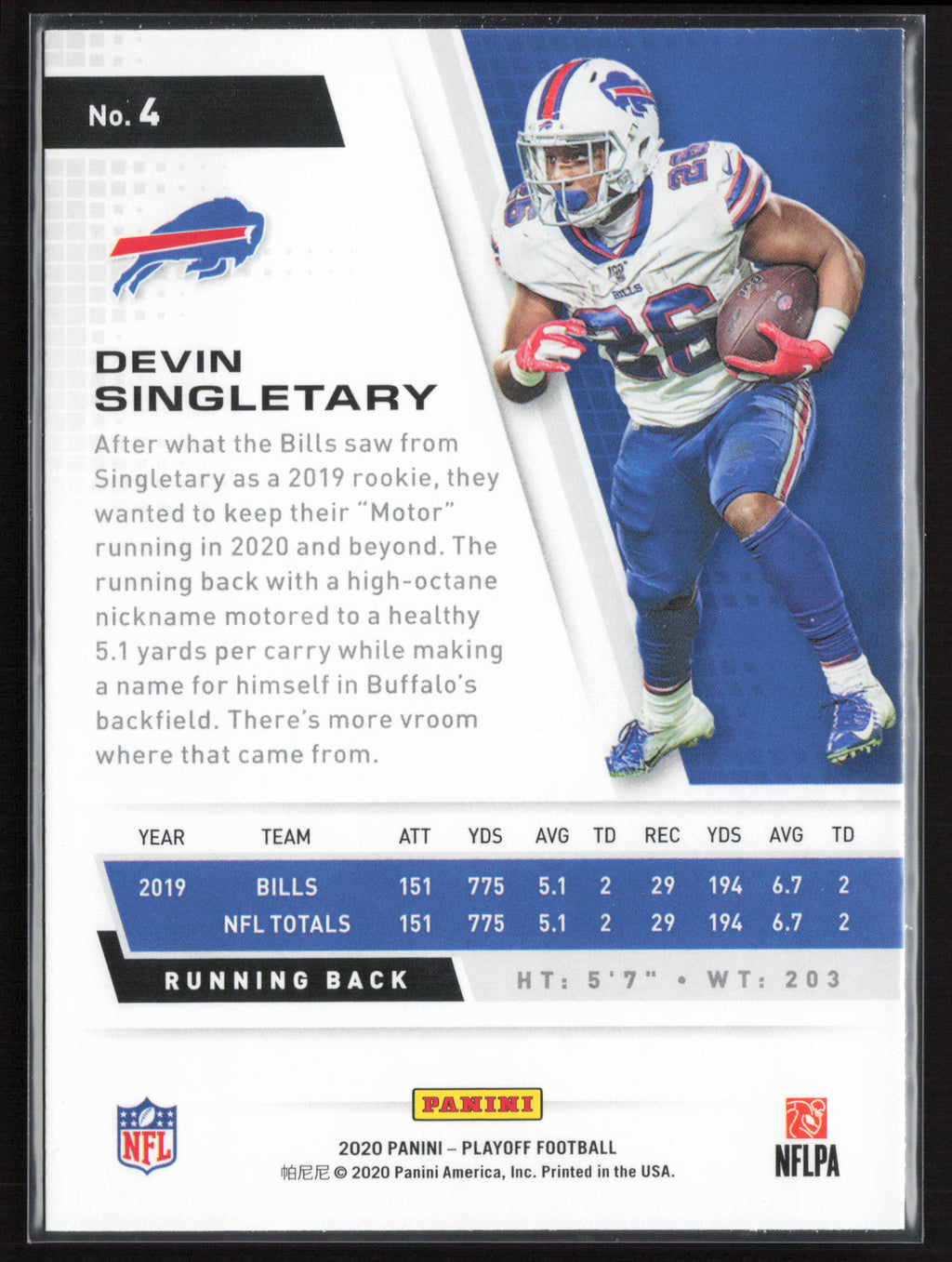 2020 Panini Playoff #4 Devin Singletary