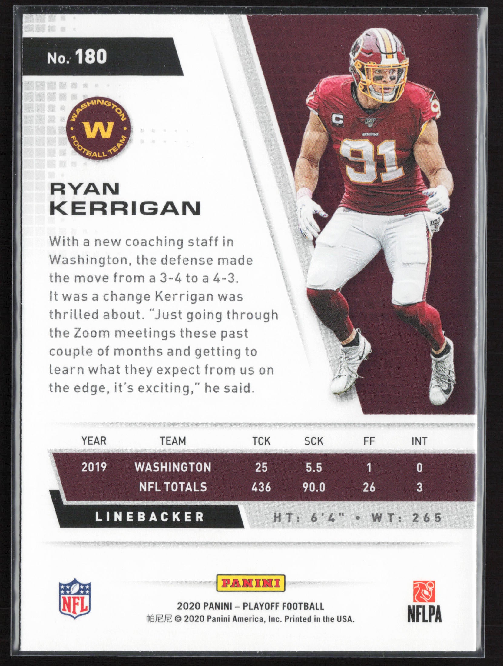 2020 Panini Playoff #180 Ryan Kerrigan