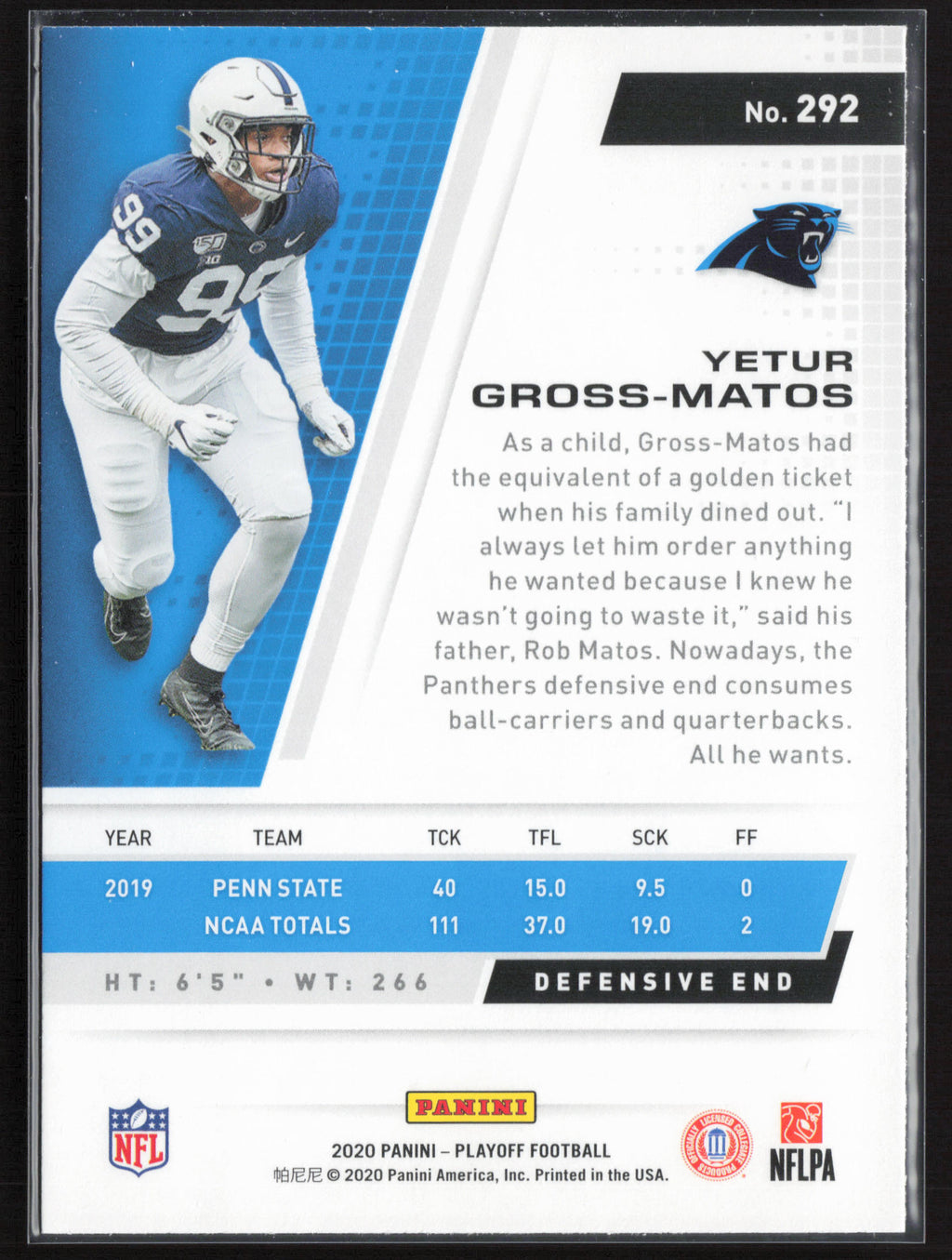 2020 Panini Playoff #292 Yetur Gross-Matos