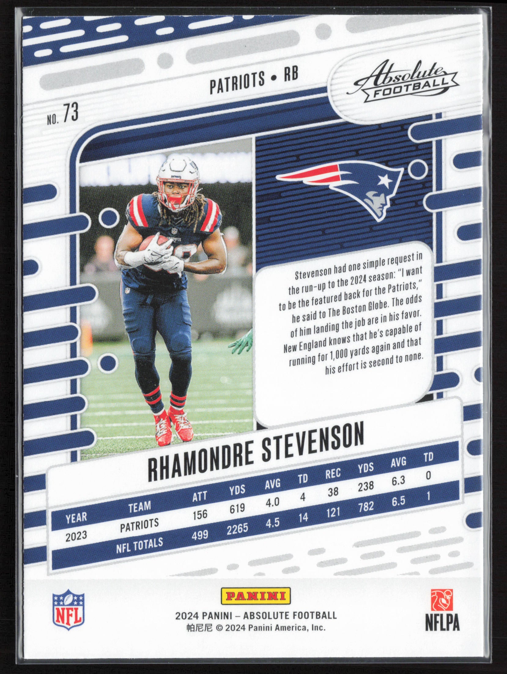 2024 Panini Absolute #73 Rhamondre Stevenson Green