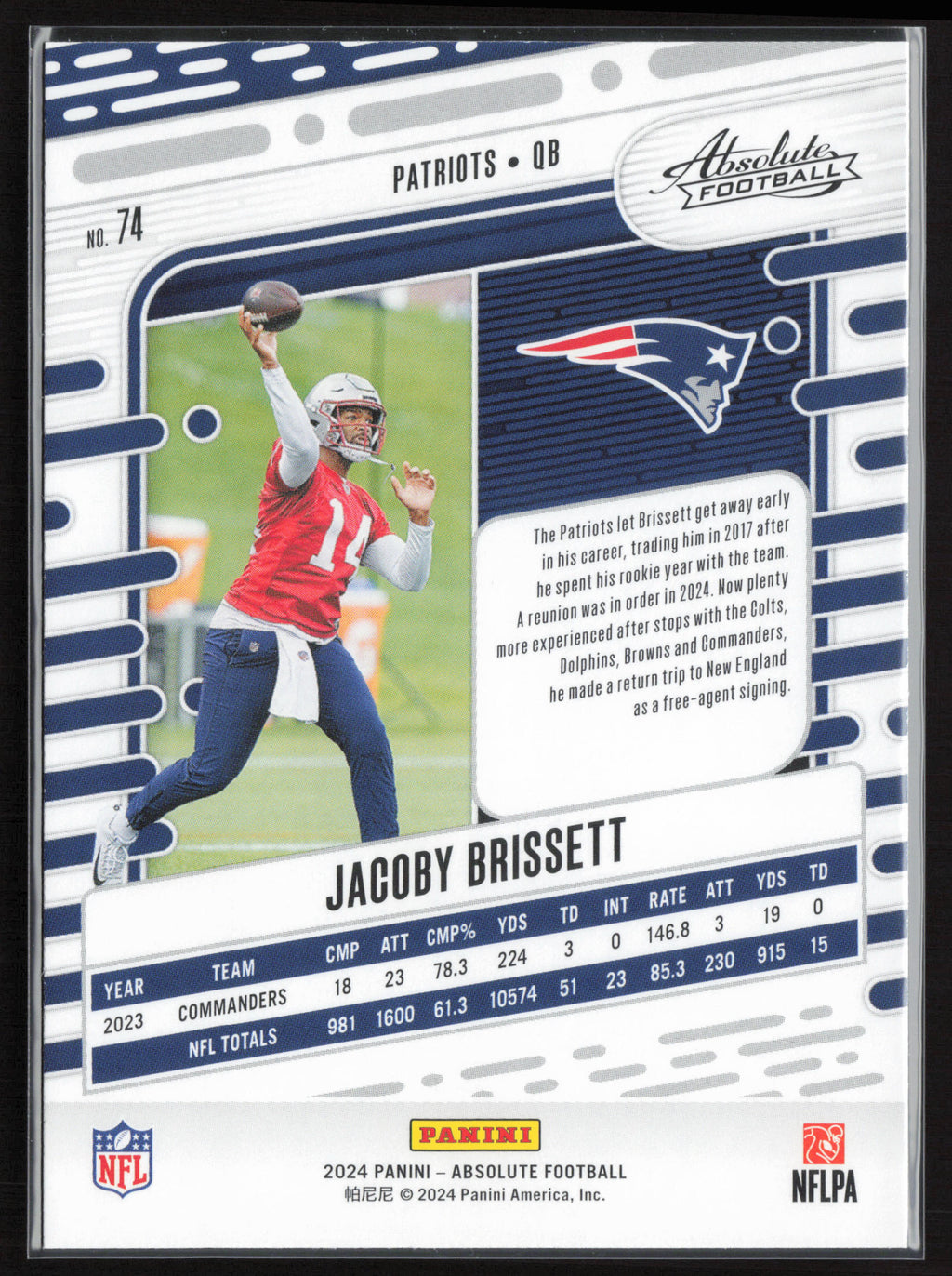 2024 Panini Absolute #74 Jacoby Brissett Retail