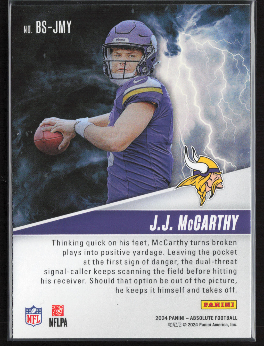 2024 Panini Absolute #BS-JMY J.J. McCarthy By Storm
