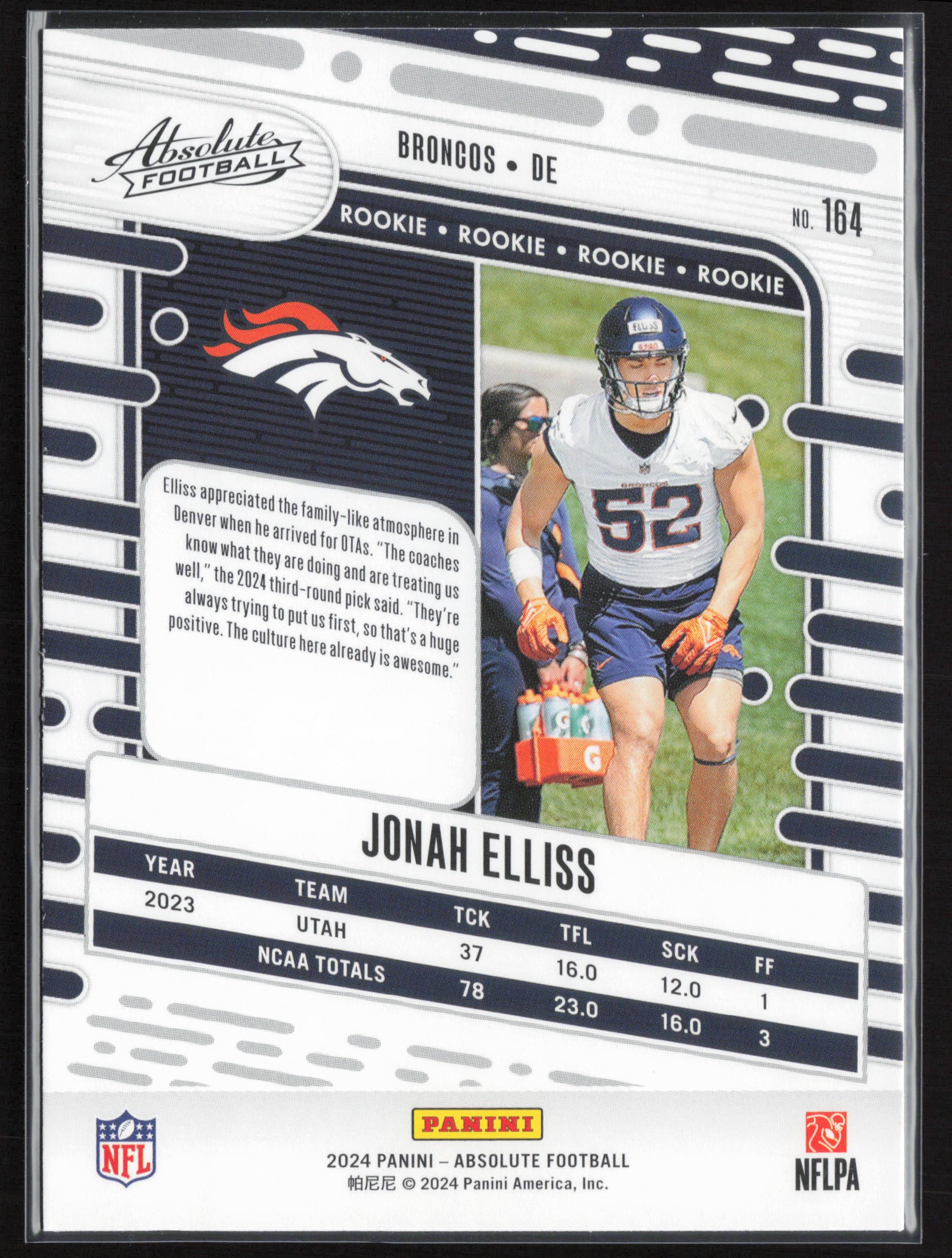 2024 Panini Absolute #164 Jonah Elliss Retail