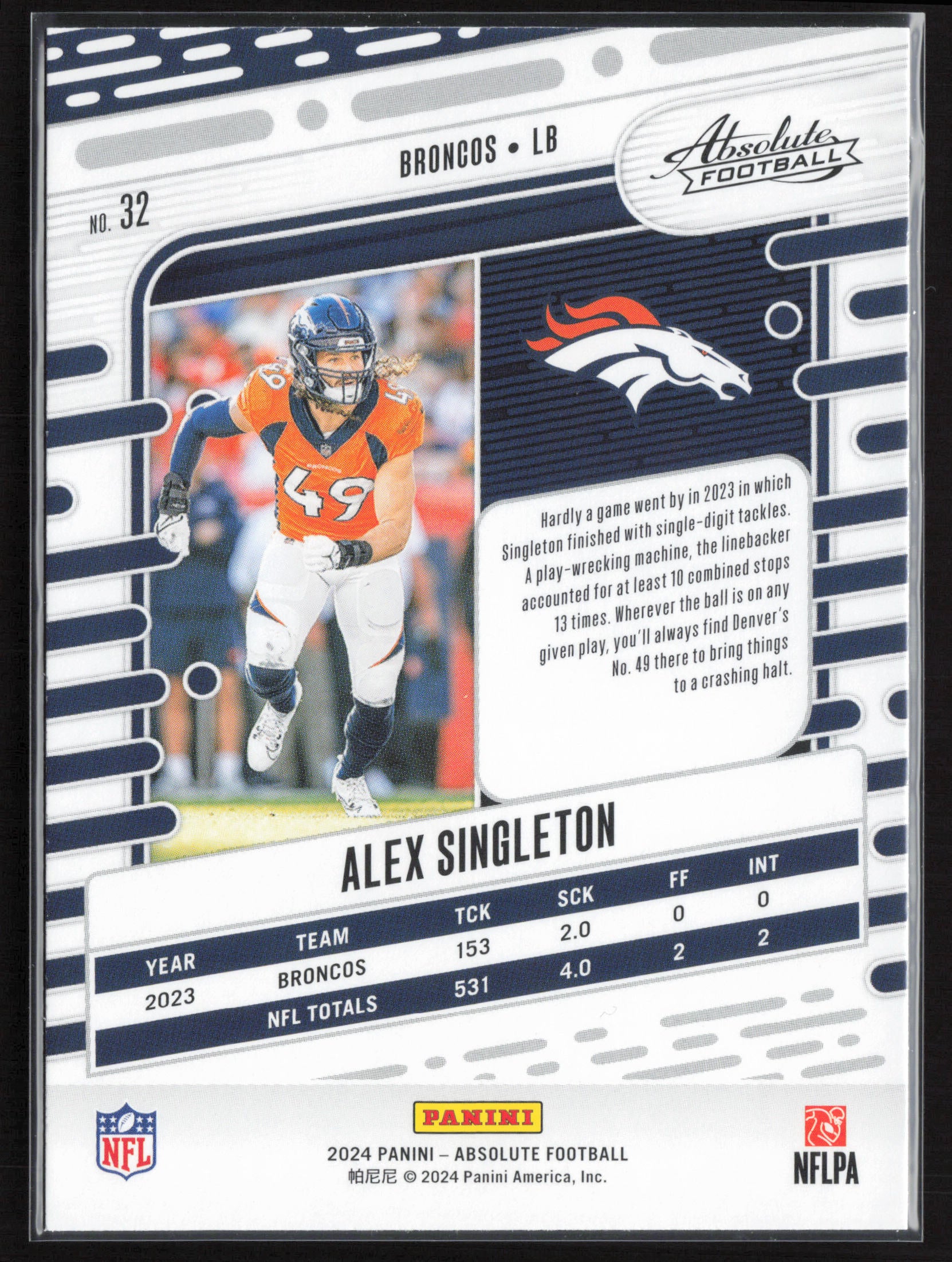 2024 Panini Absolute #32 Alex Singleton Retail