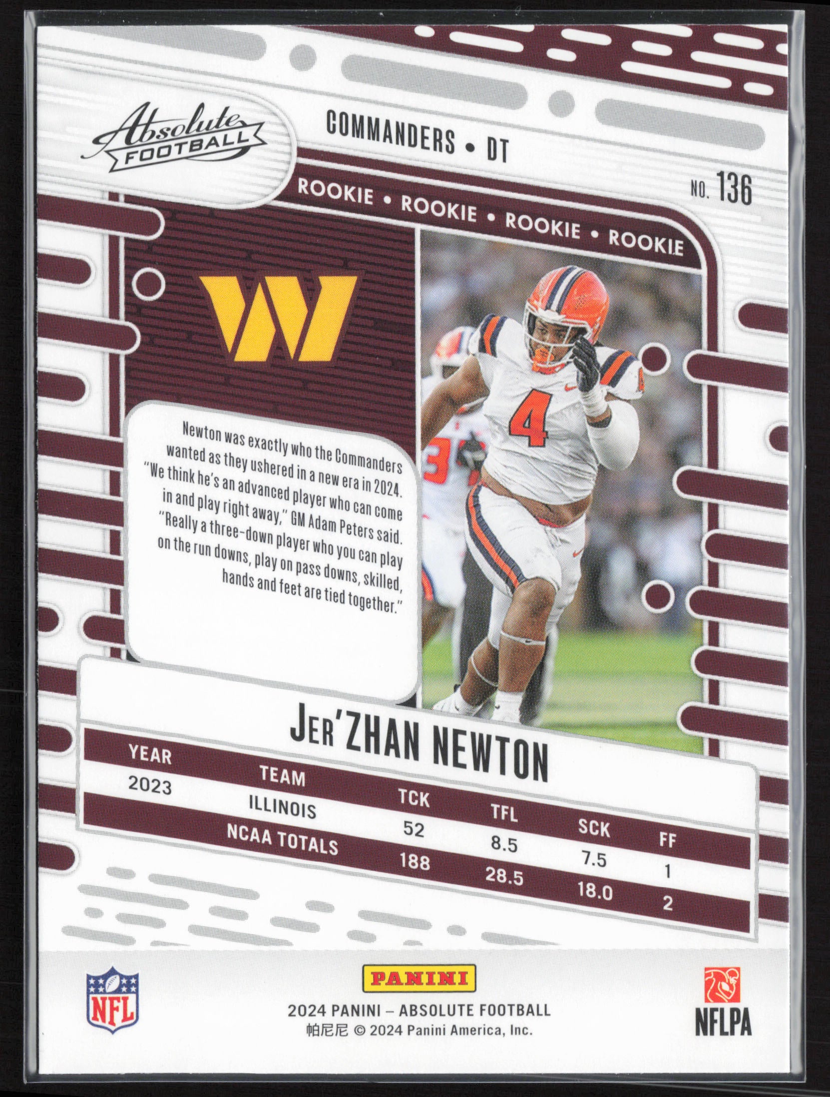 2024 Panini Absolute #136 Jer'Zhan Newton Retail