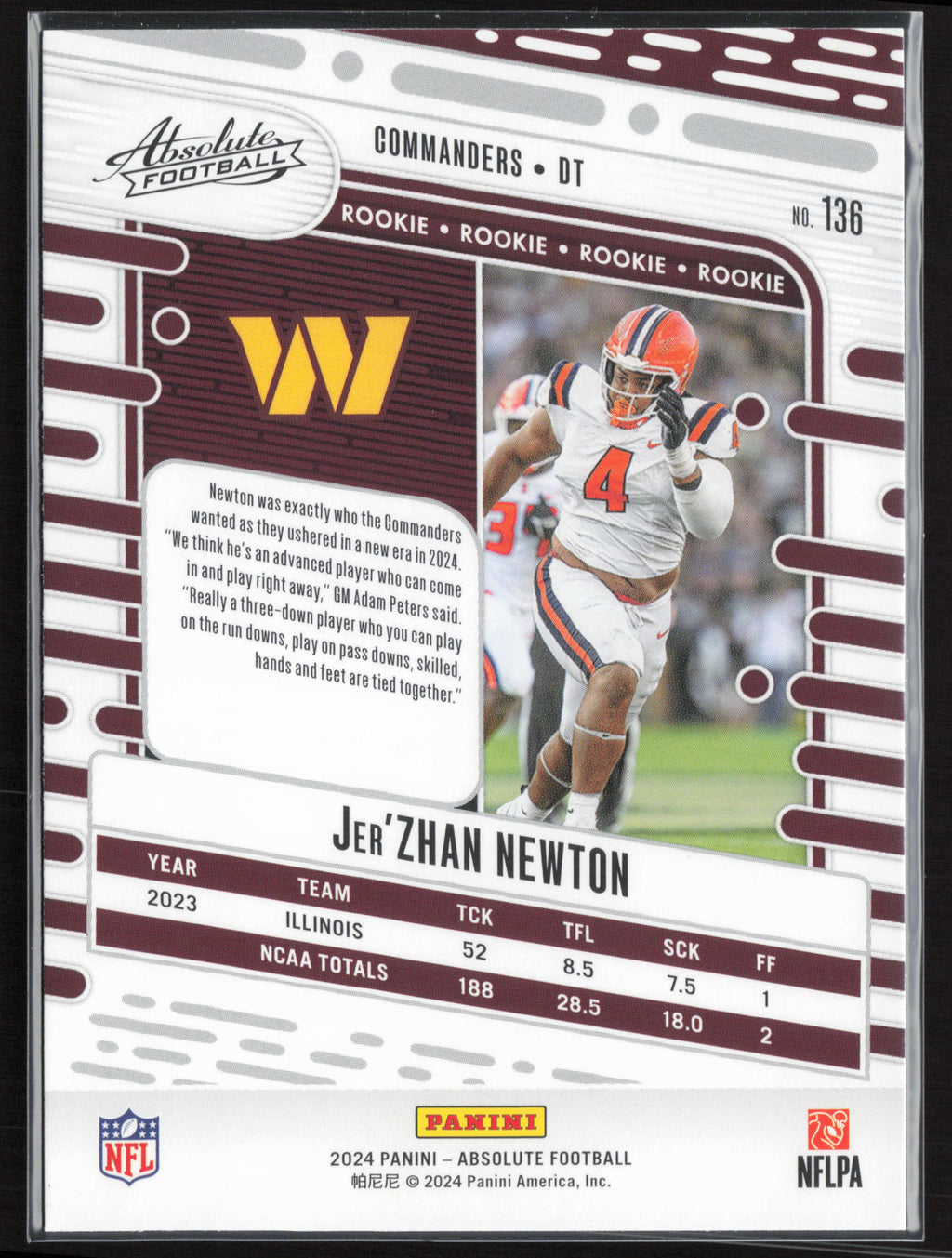 2024 Panini Absolute #136 Jer'Zhan Newton Retail