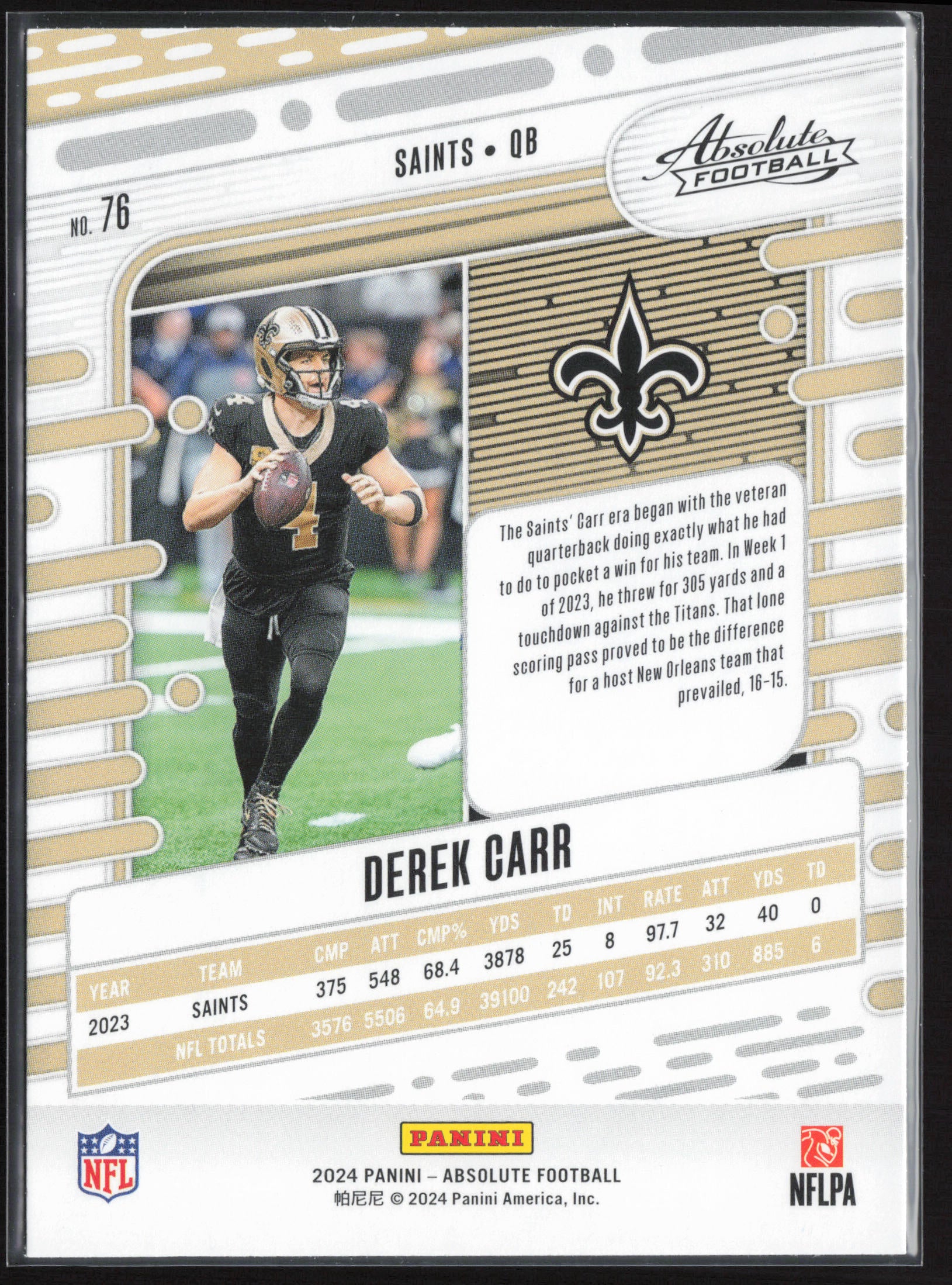 2024 Panini Absolute #76 Derek Carr Retail