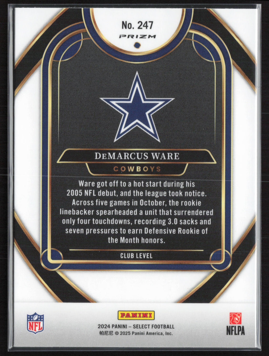 2024 Panini Select #247 DeMarcus Ware Black & Green Prizm Shock