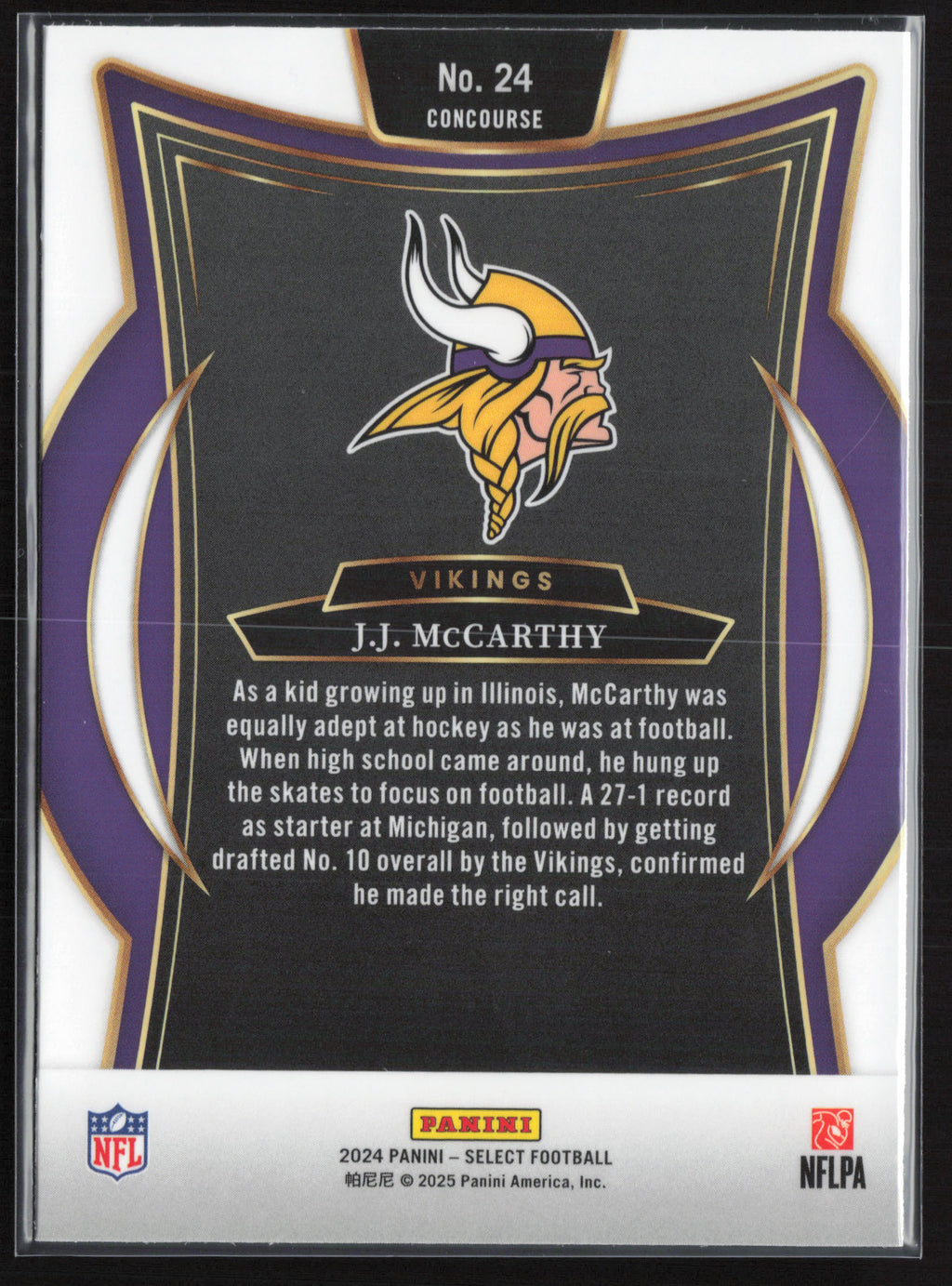 2024 Panini Select #24 J.J. McCarthy