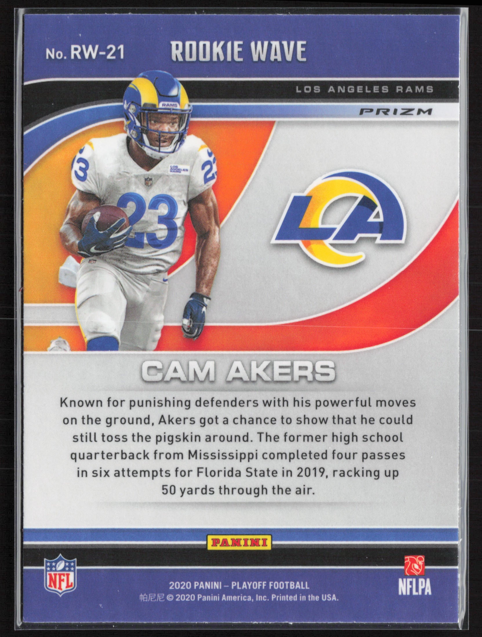 2020 Panini Playoff #RW-21 Cam Akers Rookie Wave Red