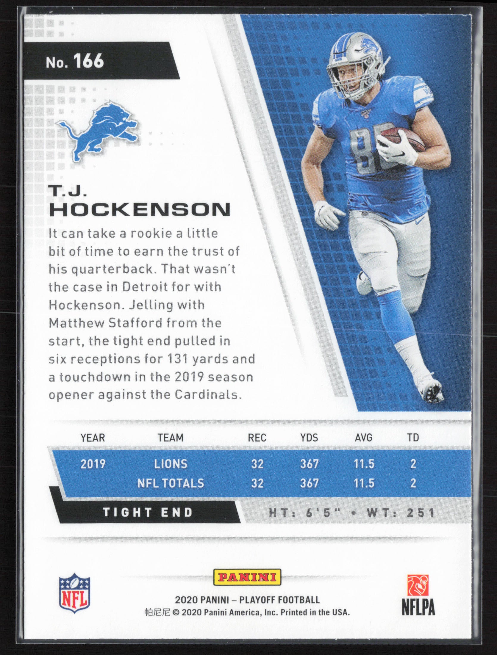 2020 Panini Playoff #166 T.J. Hockenson