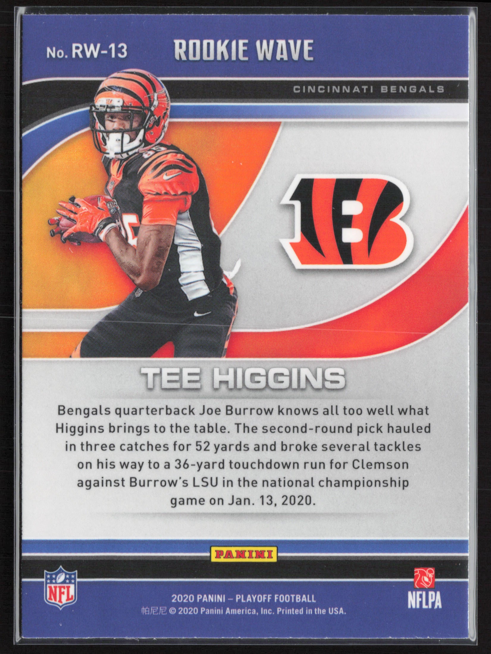 2020 Panini Playoff #RW-13 Tee Higgins Rookie Wave