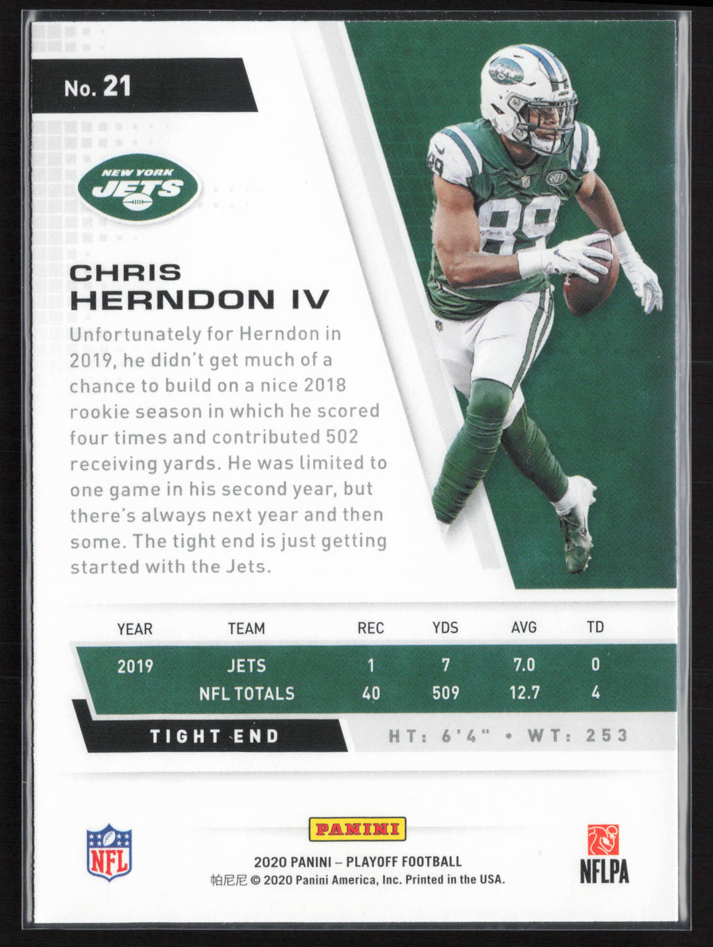 2020 Panini Playoff #21 Chris Herndon IV