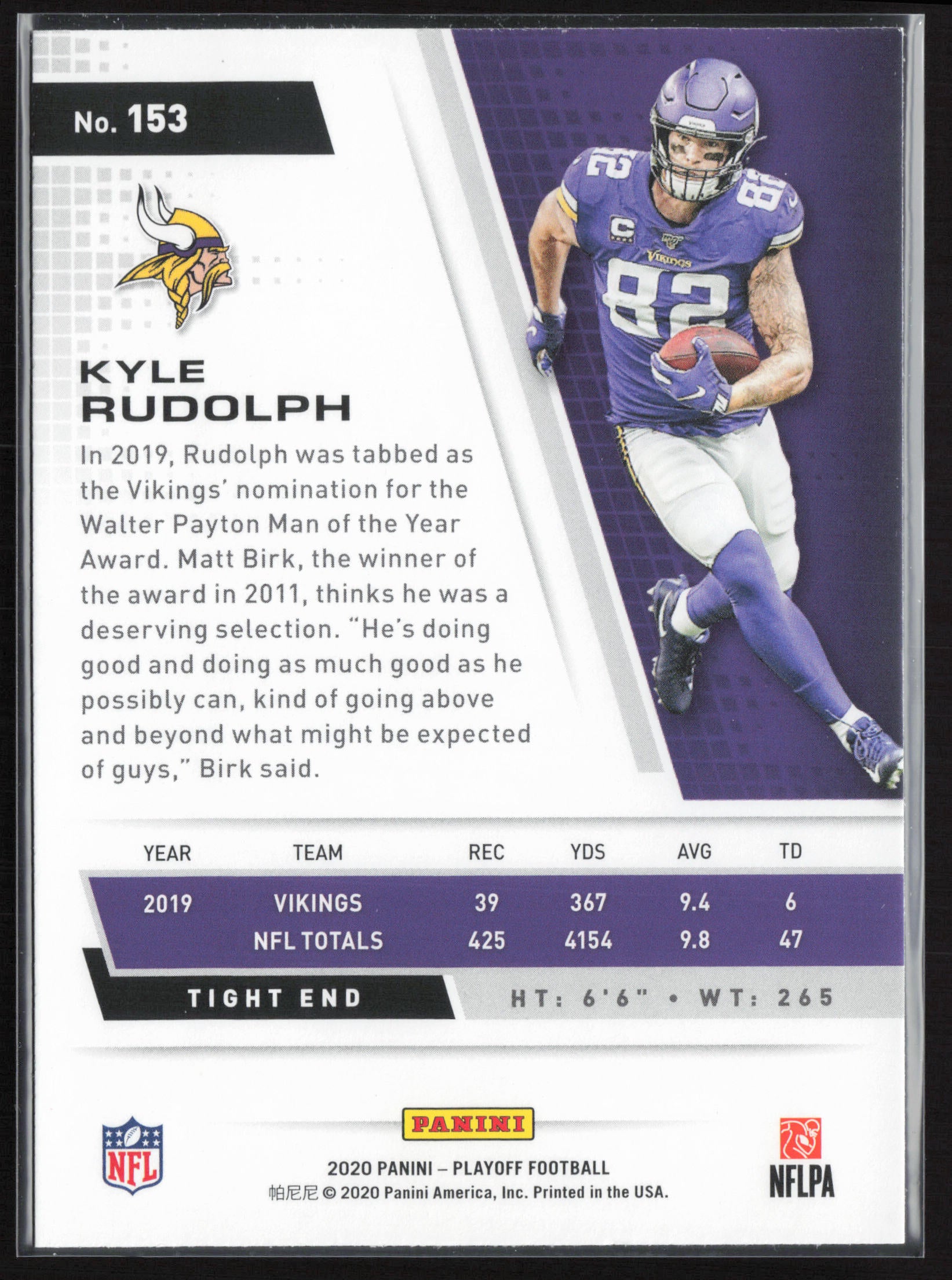 2020 Panini Playoff #153 Kyle Rudolph