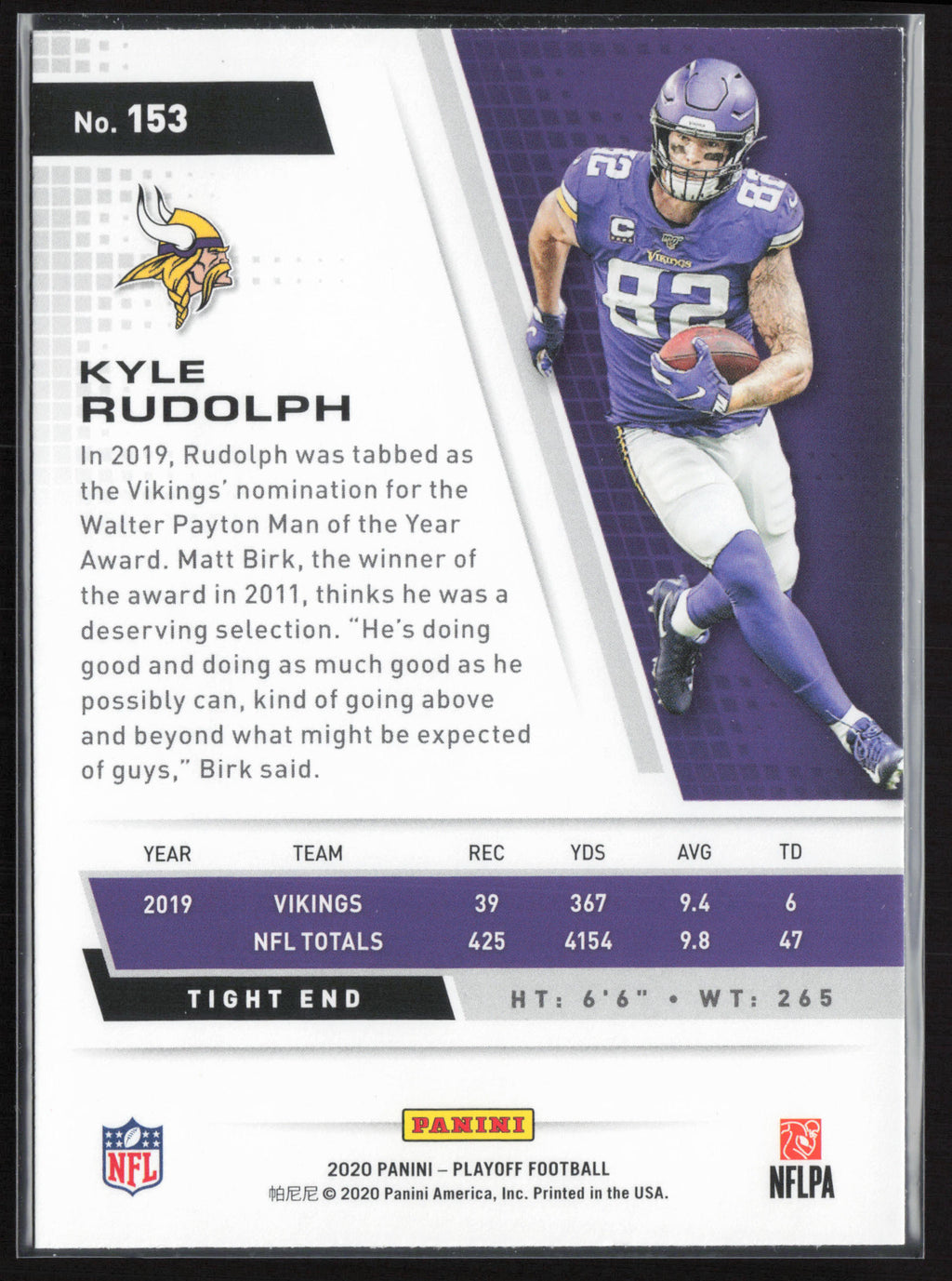 2020 Panini Playoff #153 Kyle Rudolph