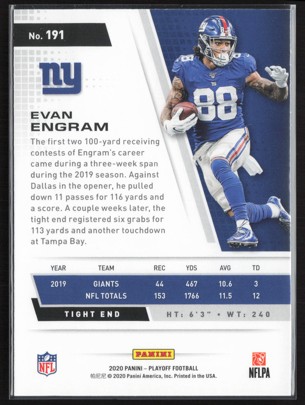 2020 Panini Playoff #191 Evan Engram