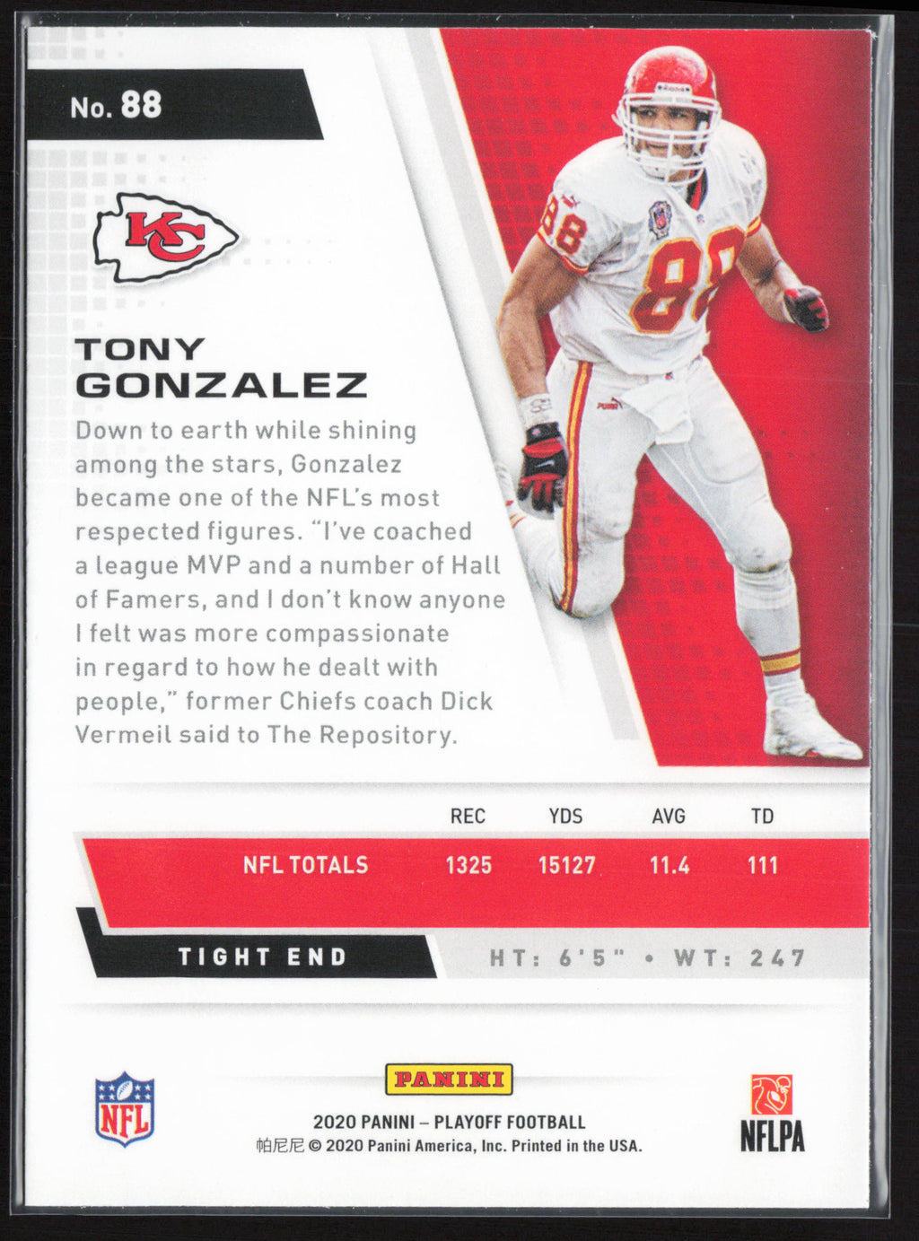 2020 Panini Playoff #88 Tony Gonzalez