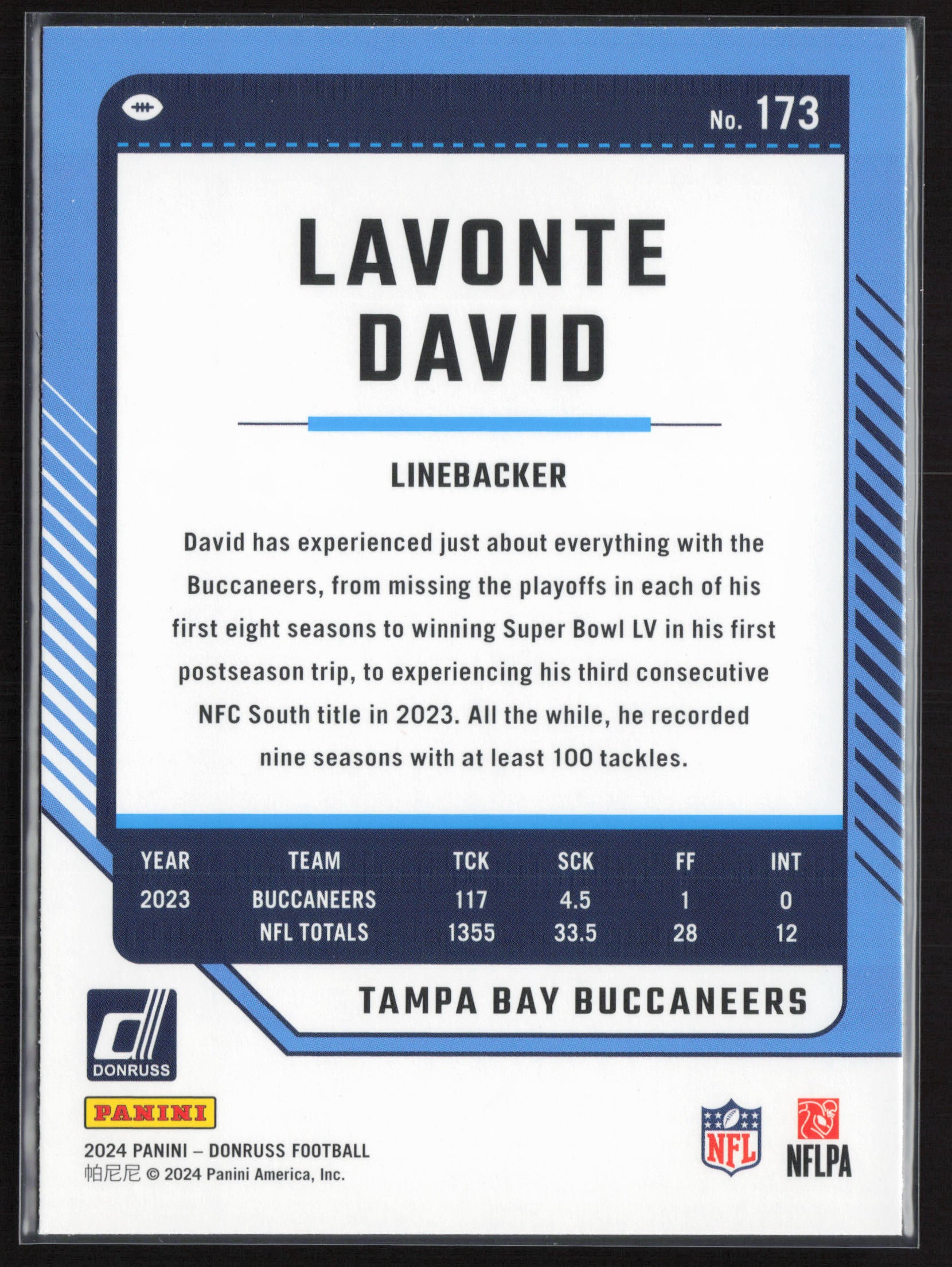 2024 Donruss #173 Lavonte David Press Proof Red