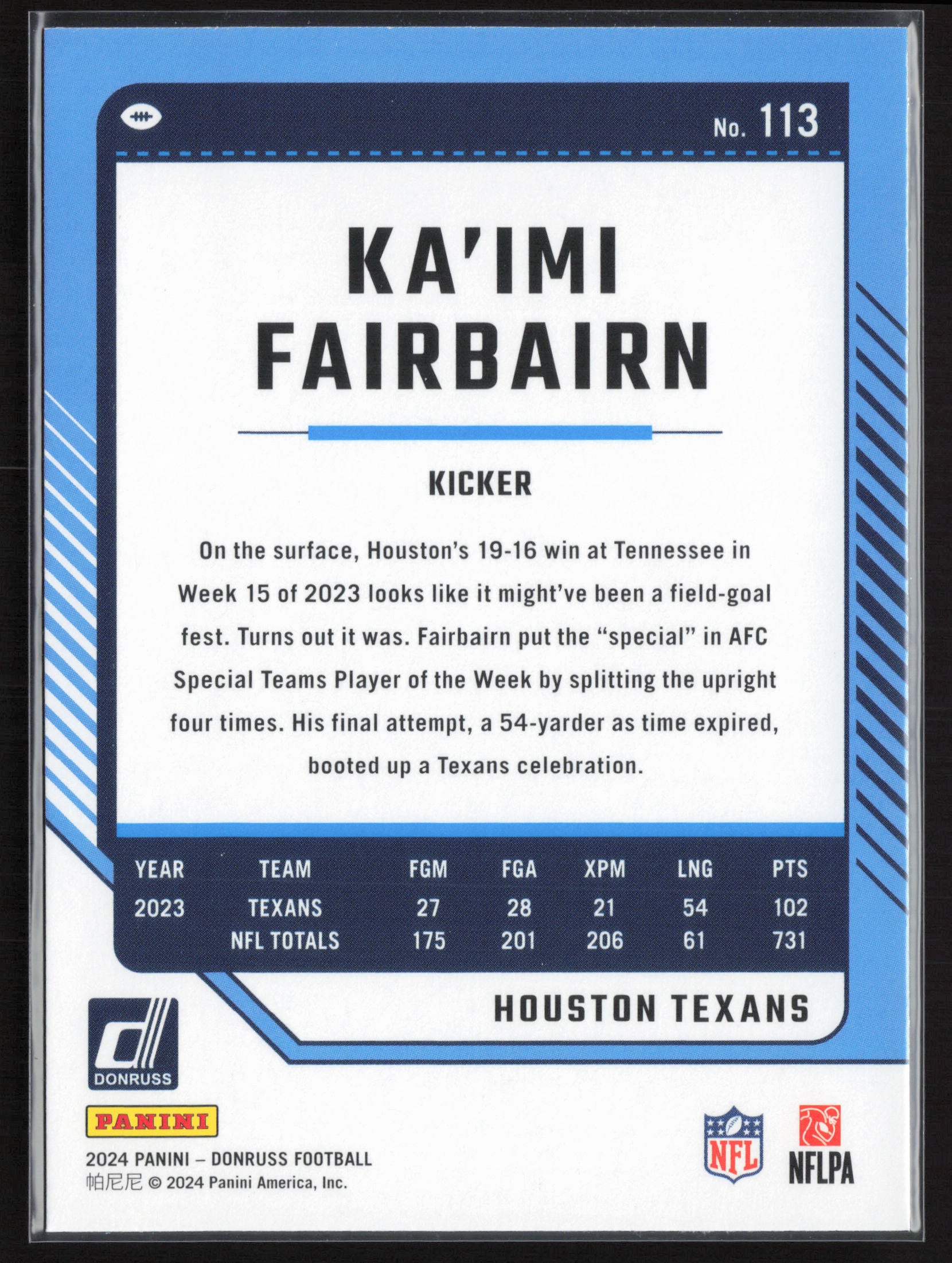 2024 Donruss #113 Ka'imi Fairbairn