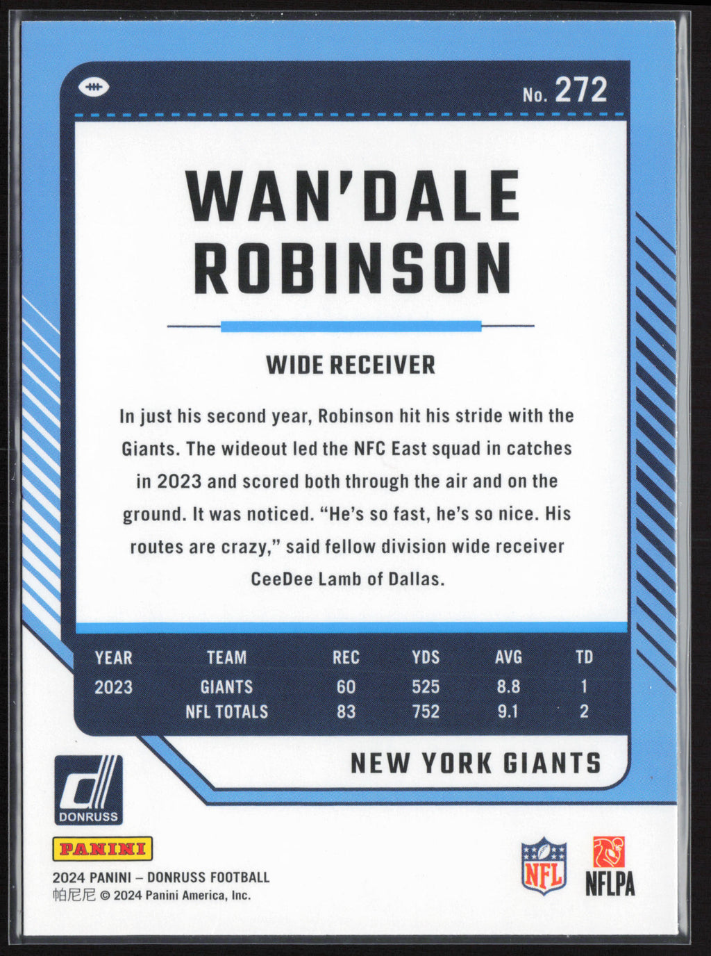 2024 Donruss #272 Wan'Dale Robinson
