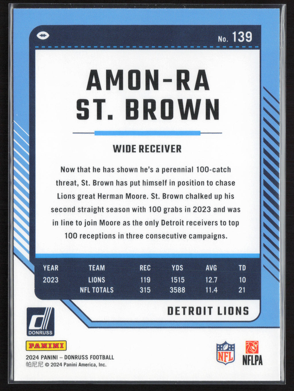 2024 Donruss #139 Amon-Ra St. Brown