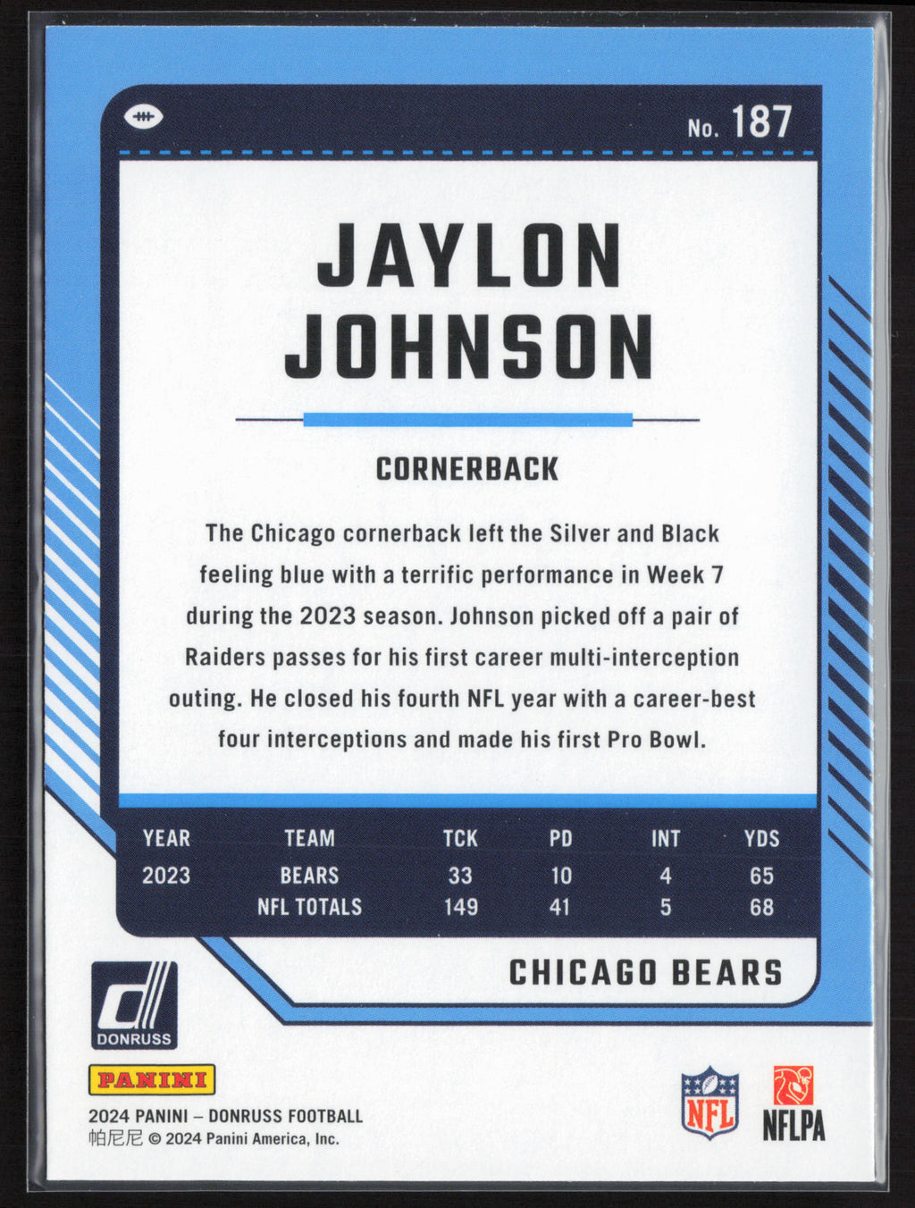 2024 Donruss #187 Jaylon Johnson