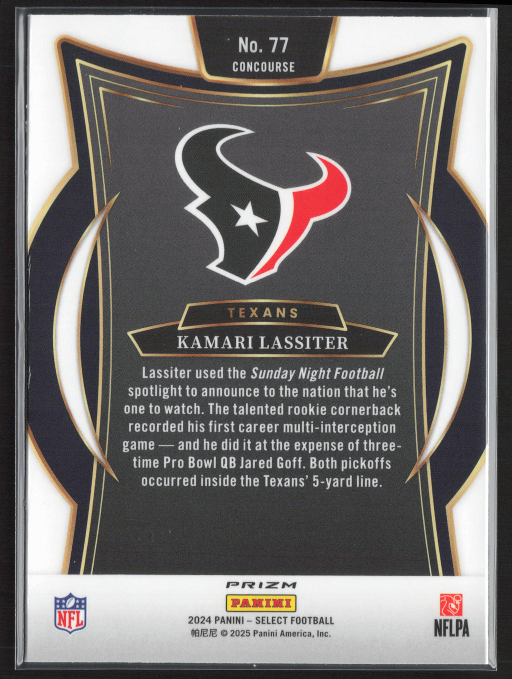 2024 Panini Select #77 Kamari Lassiter Black & Green Prizm Shock