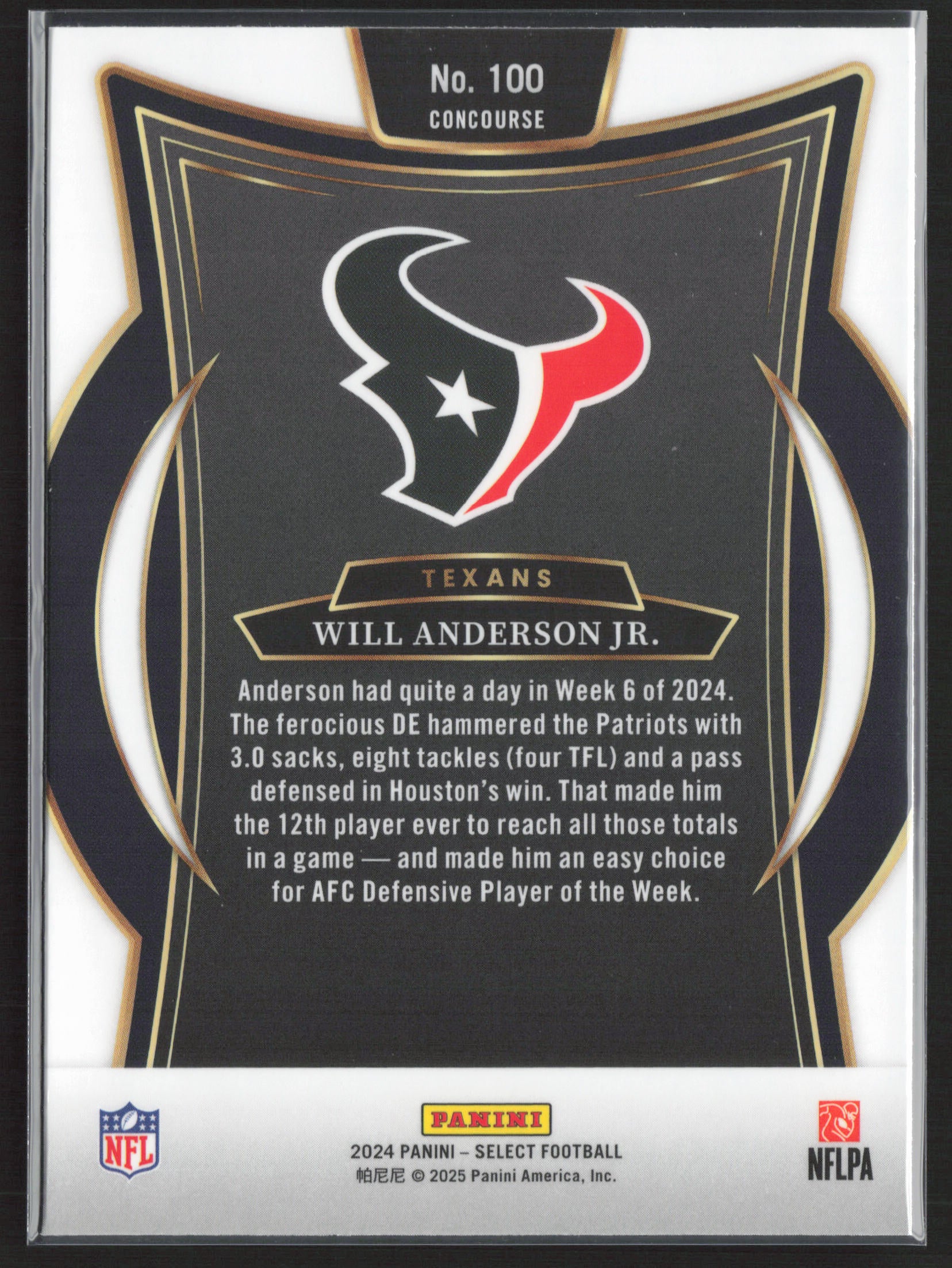 2024 Panini Select #100 Will Anderson Jr.
