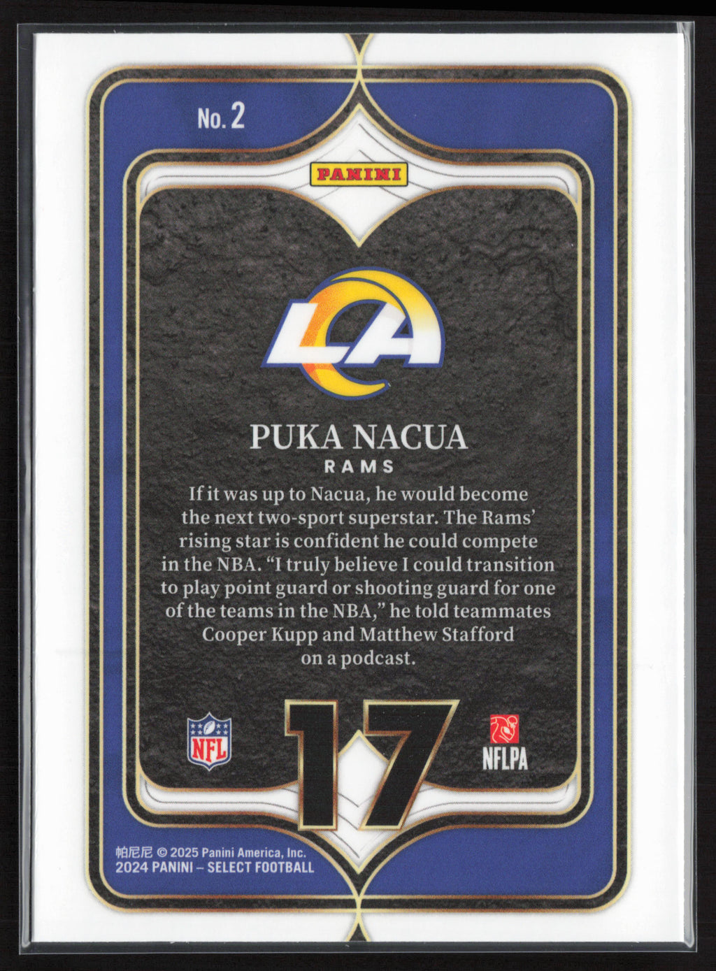 2024 Panini Select #2 Puka Nacua Select Numbers